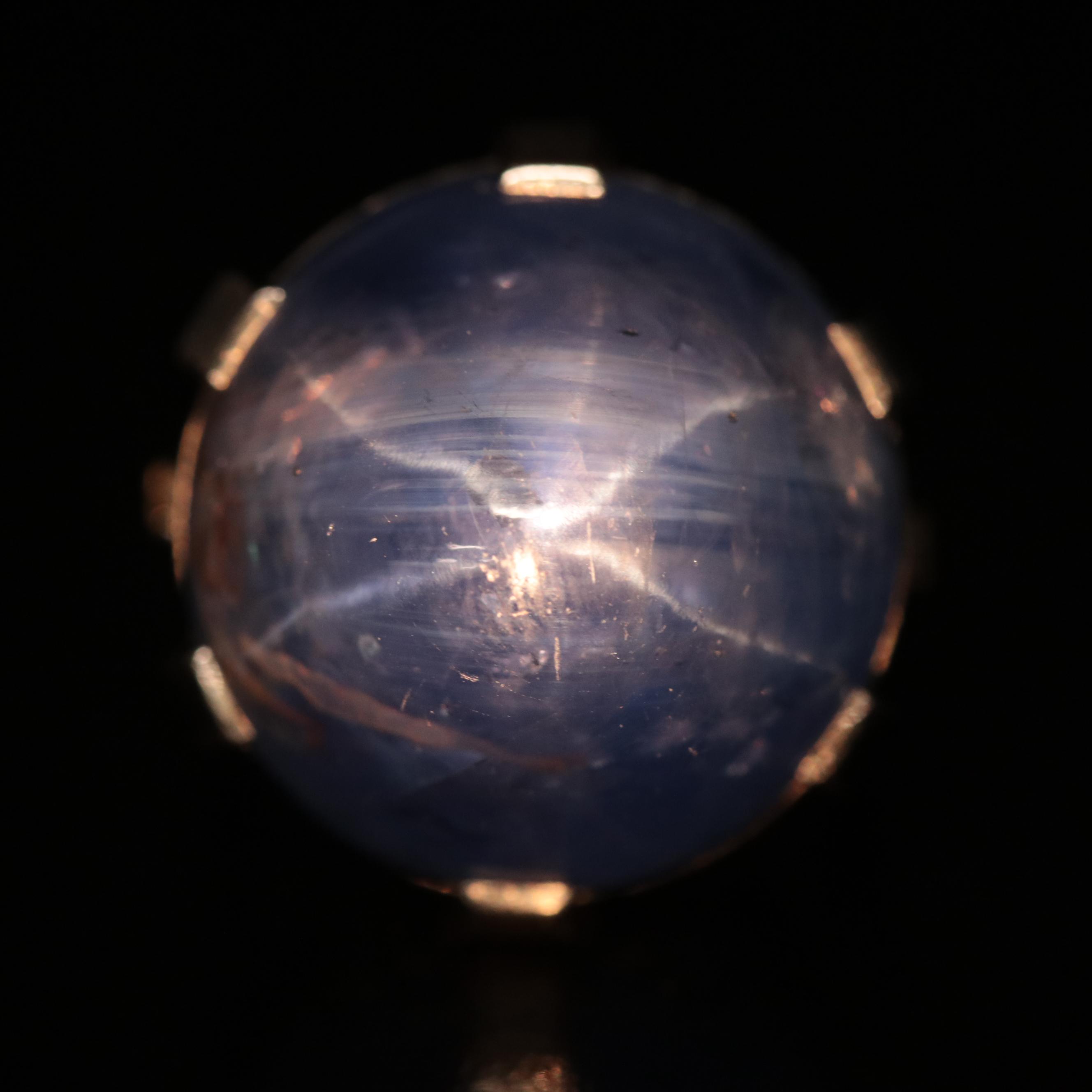 Art Deco Platinum 90.45 CT Star Sapphire and Diamond Ring