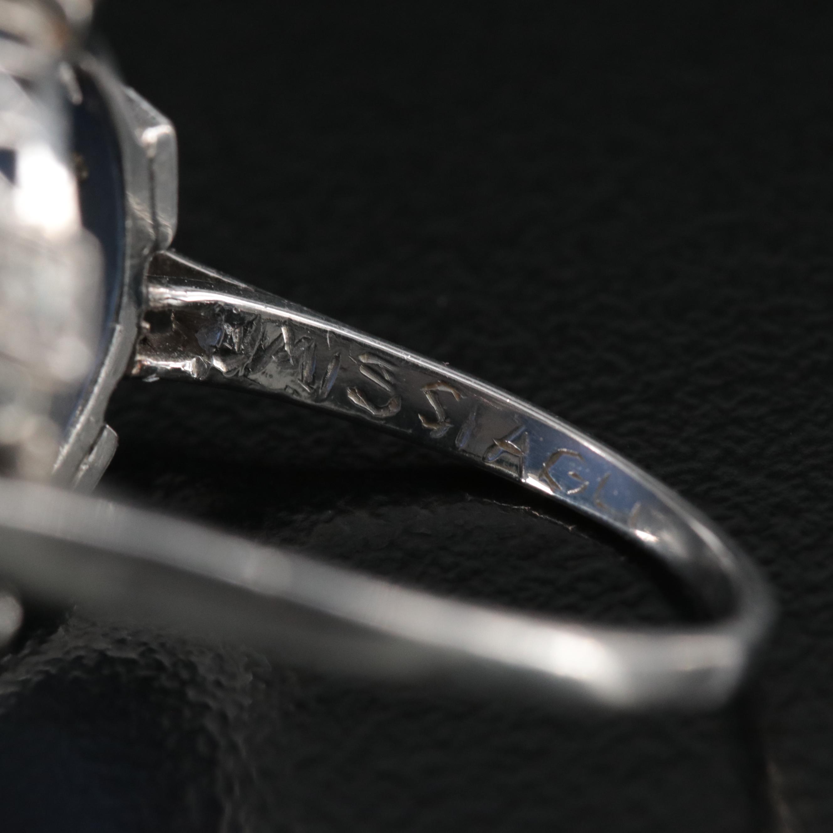 Art Deco Platinum 90.45 CT Star Sapphire and Diamond Ring