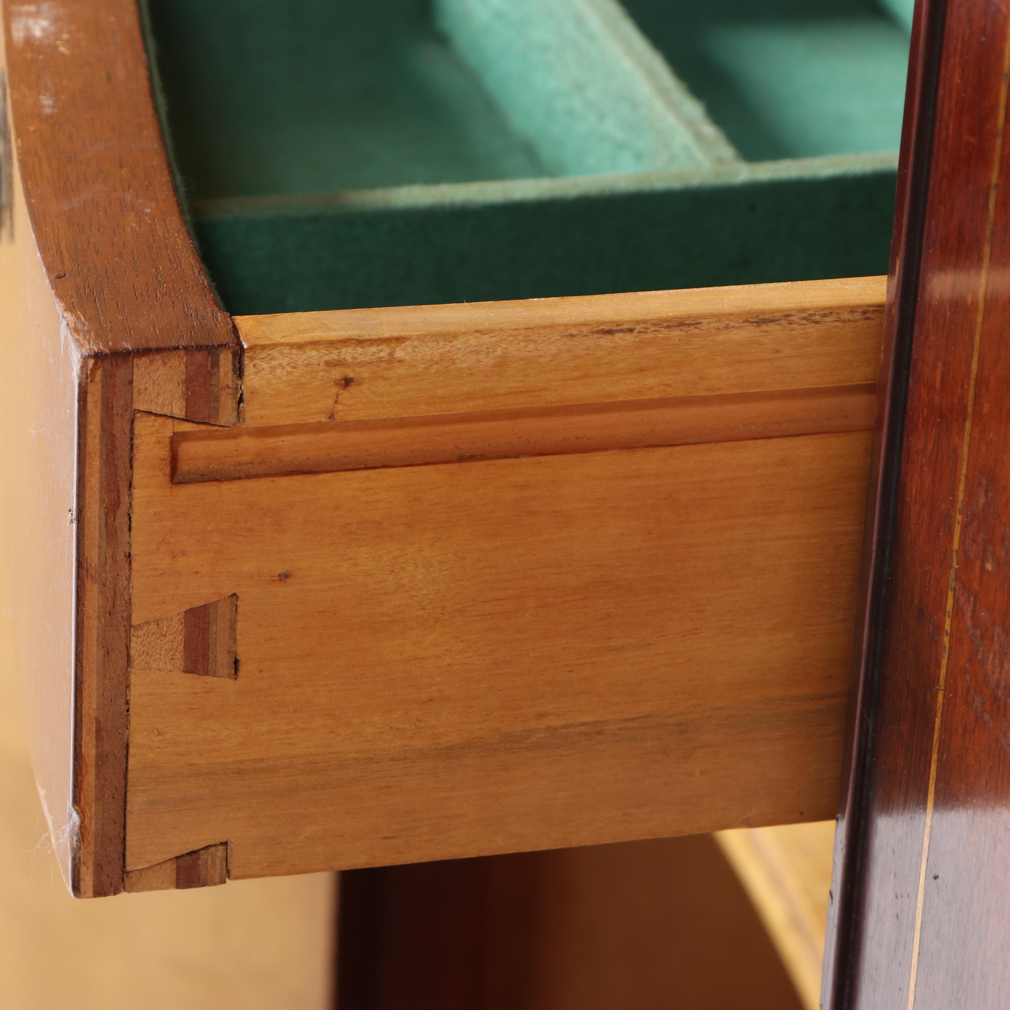 Edwardian Mahogany, Brass-Strung, and Marble Top Serpentine Side Cabinet