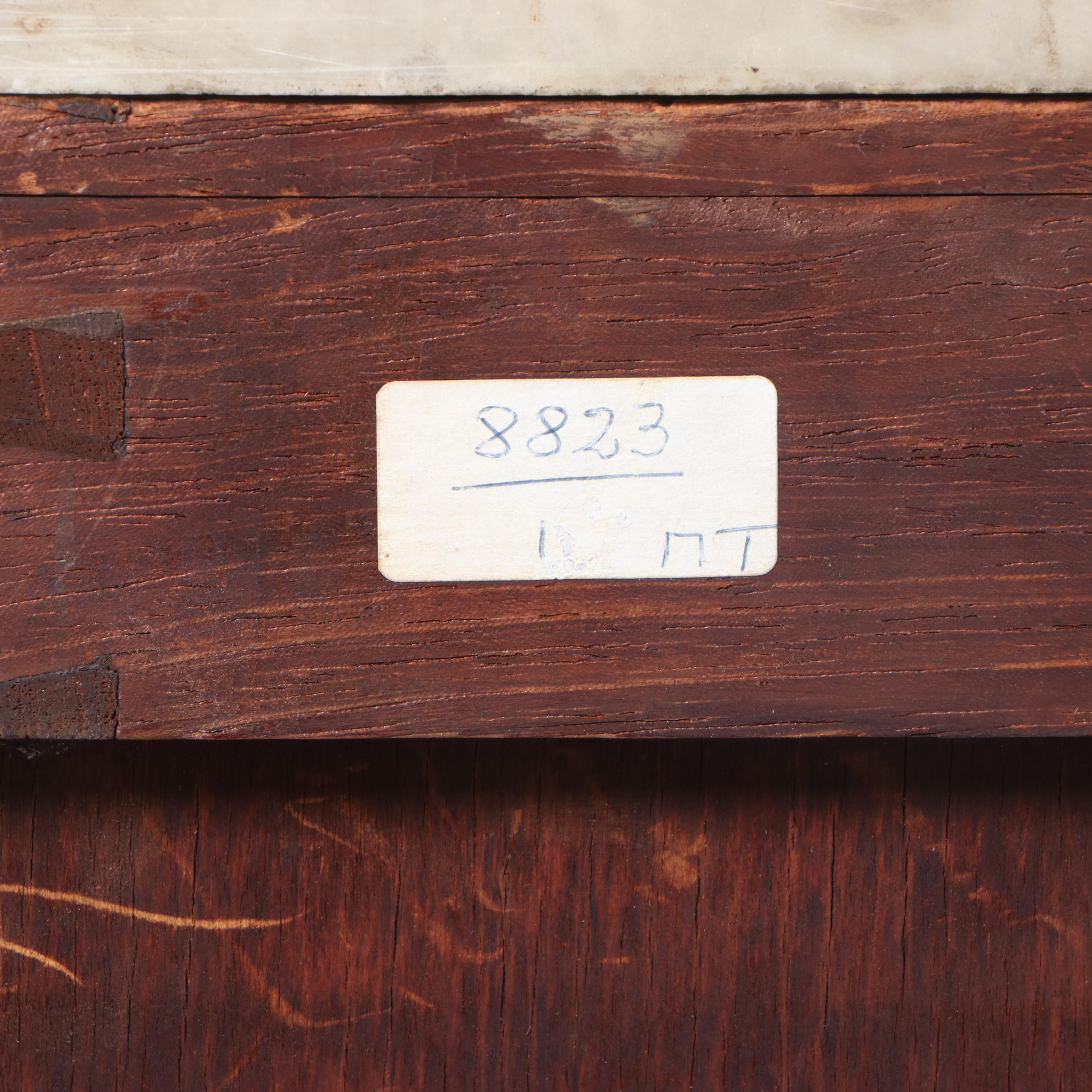 Edwardian Mahogany, Brass-Strung, and Marble Top Serpentine Side Cabinet