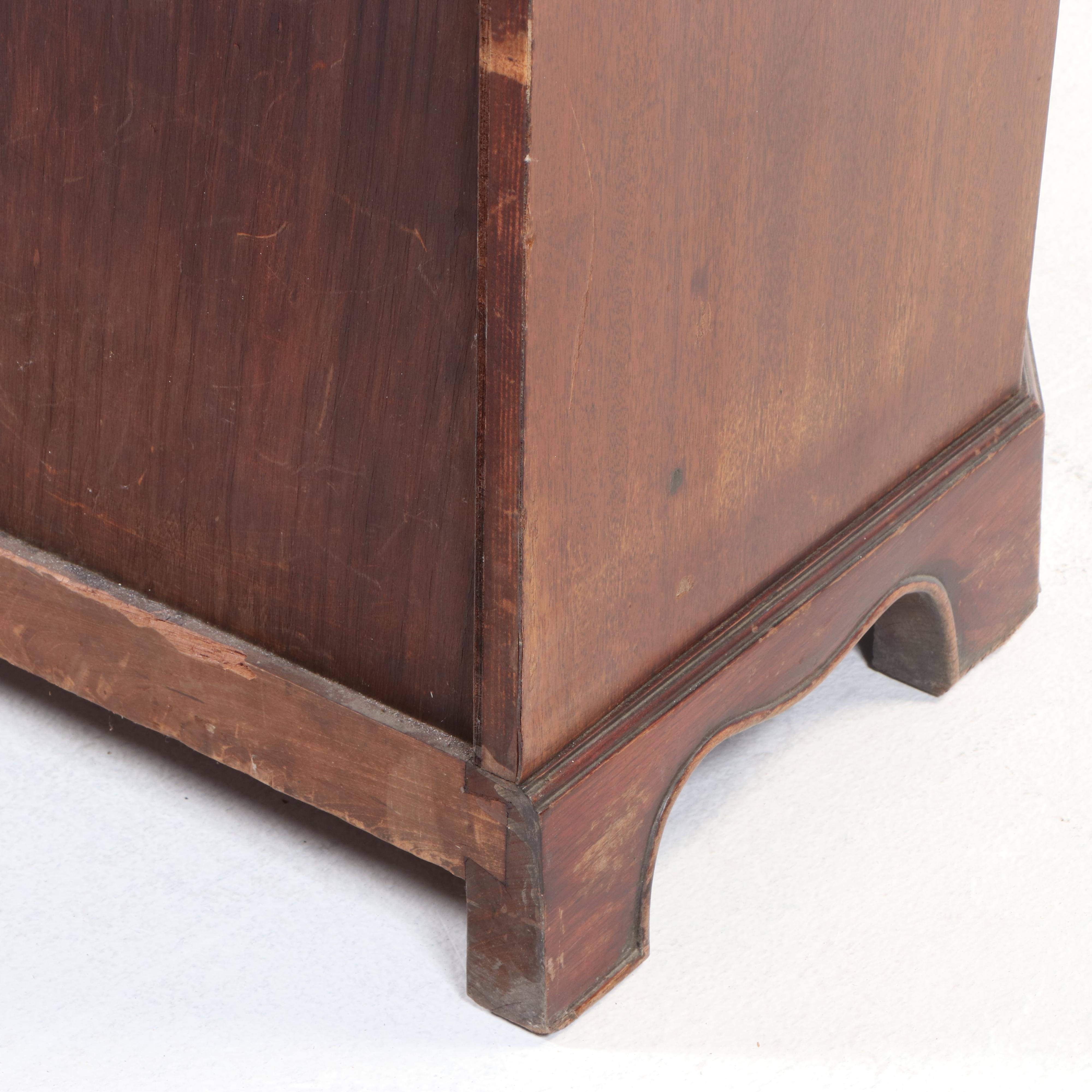 Edwardian Mahogany, Brass-Strung, and Marble Top Serpentine Side Cabinet
