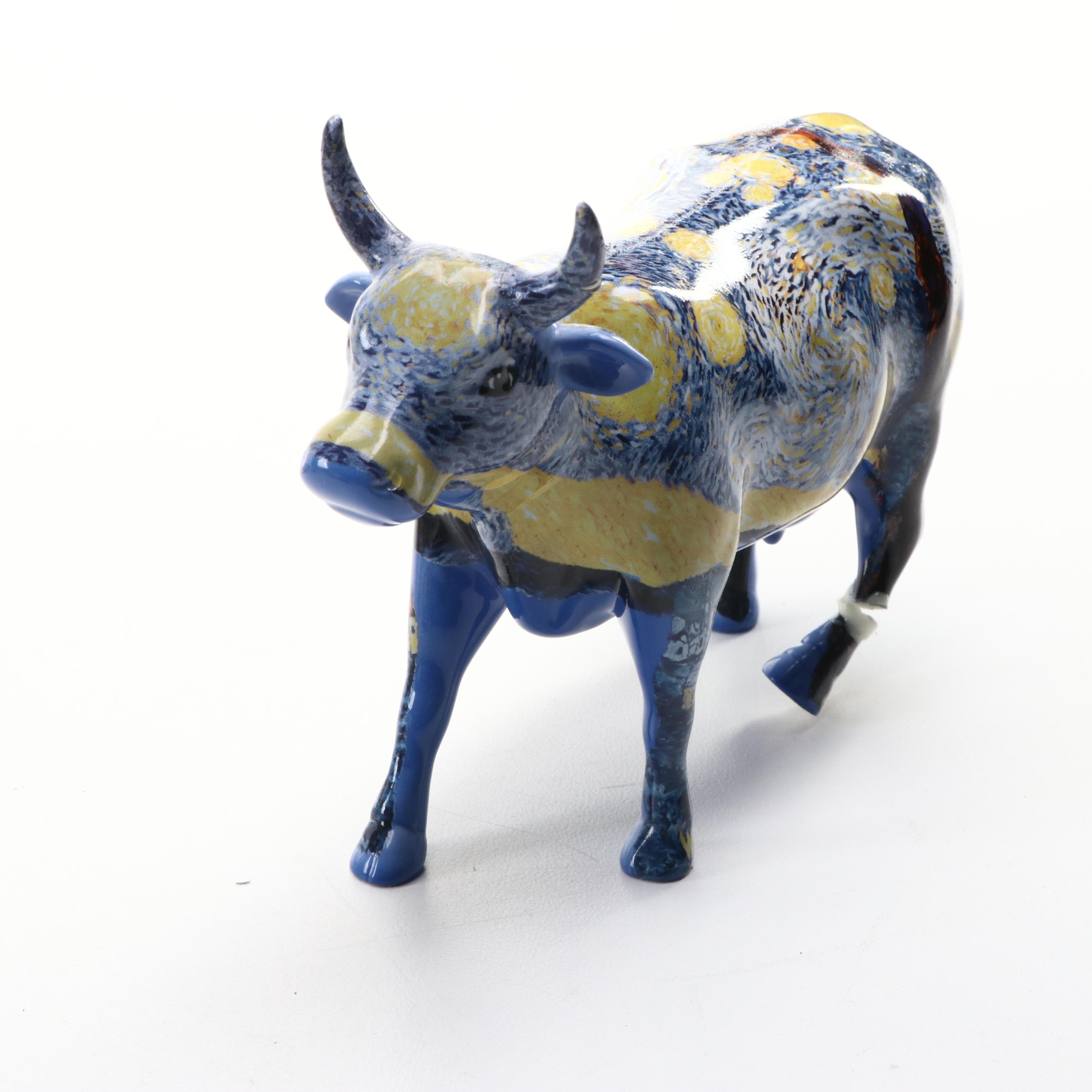 CowParade Cast Resin Figurines with Mosaic Ceramic Bull Figurine