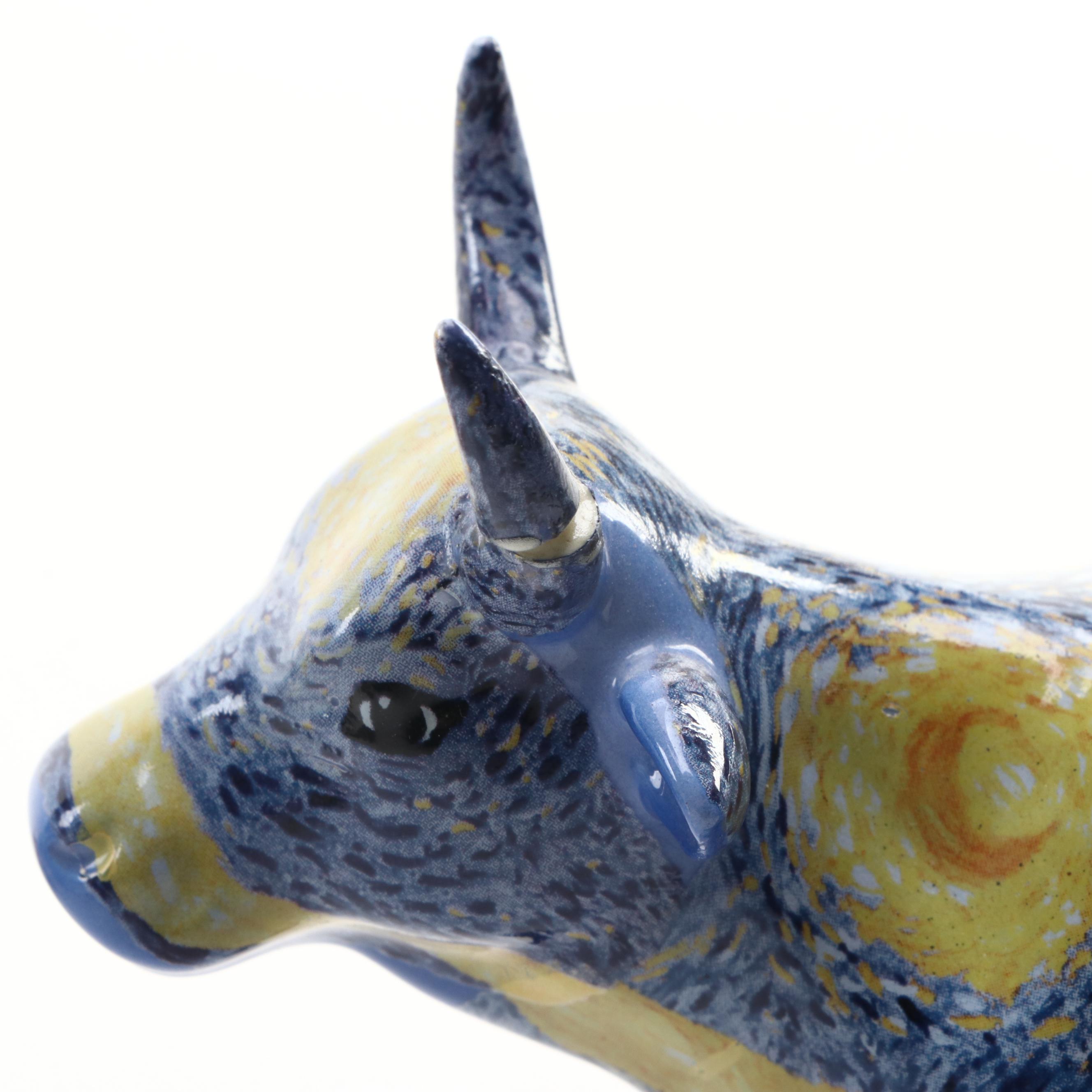 CowParade Cast Resin Figurines with Mosaic Ceramic Bull Figurine