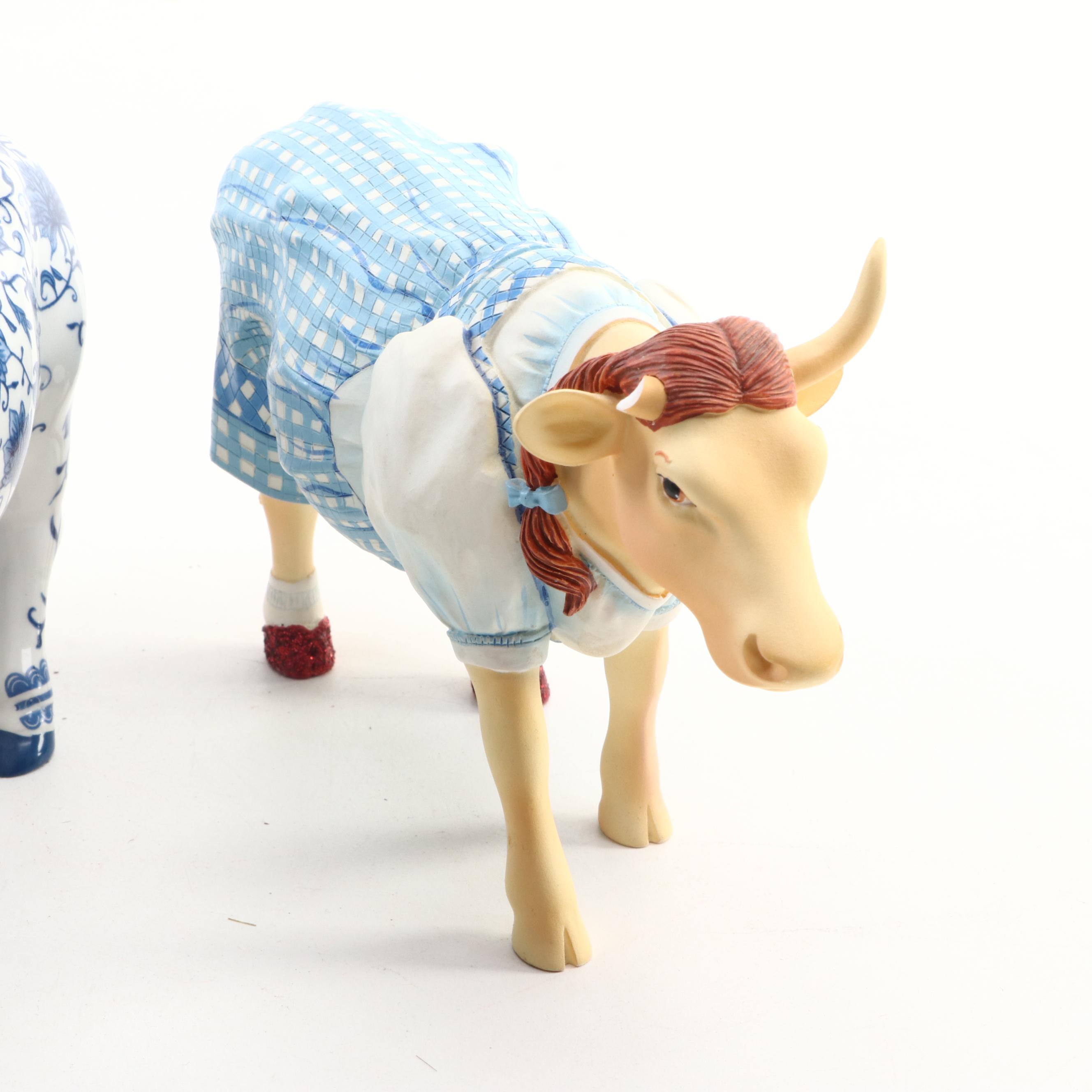 CowParade Cast Resin Figurines with Mosaic Ceramic Bull Figurine