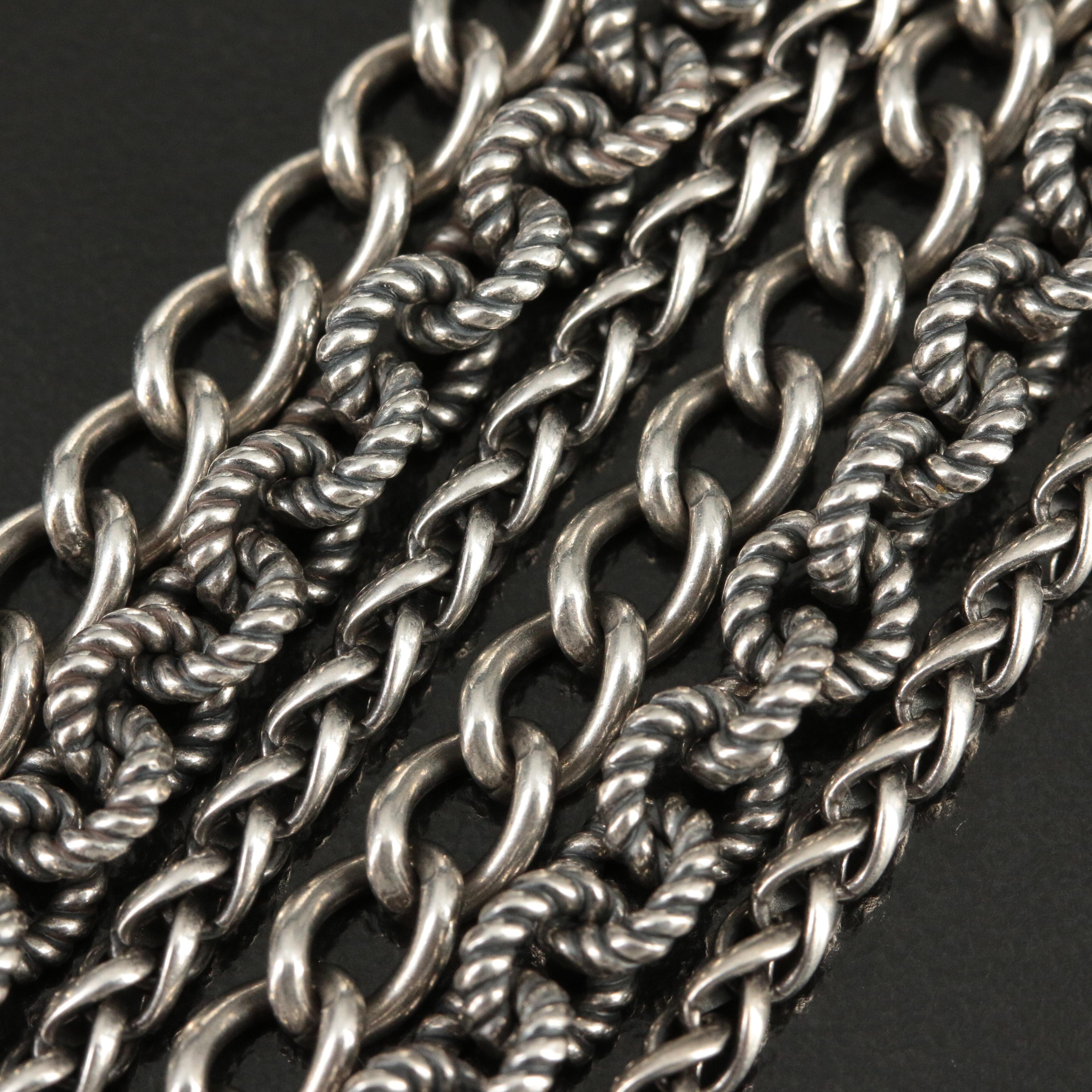 David Yurman Sterling Triple Strand Long Necklace