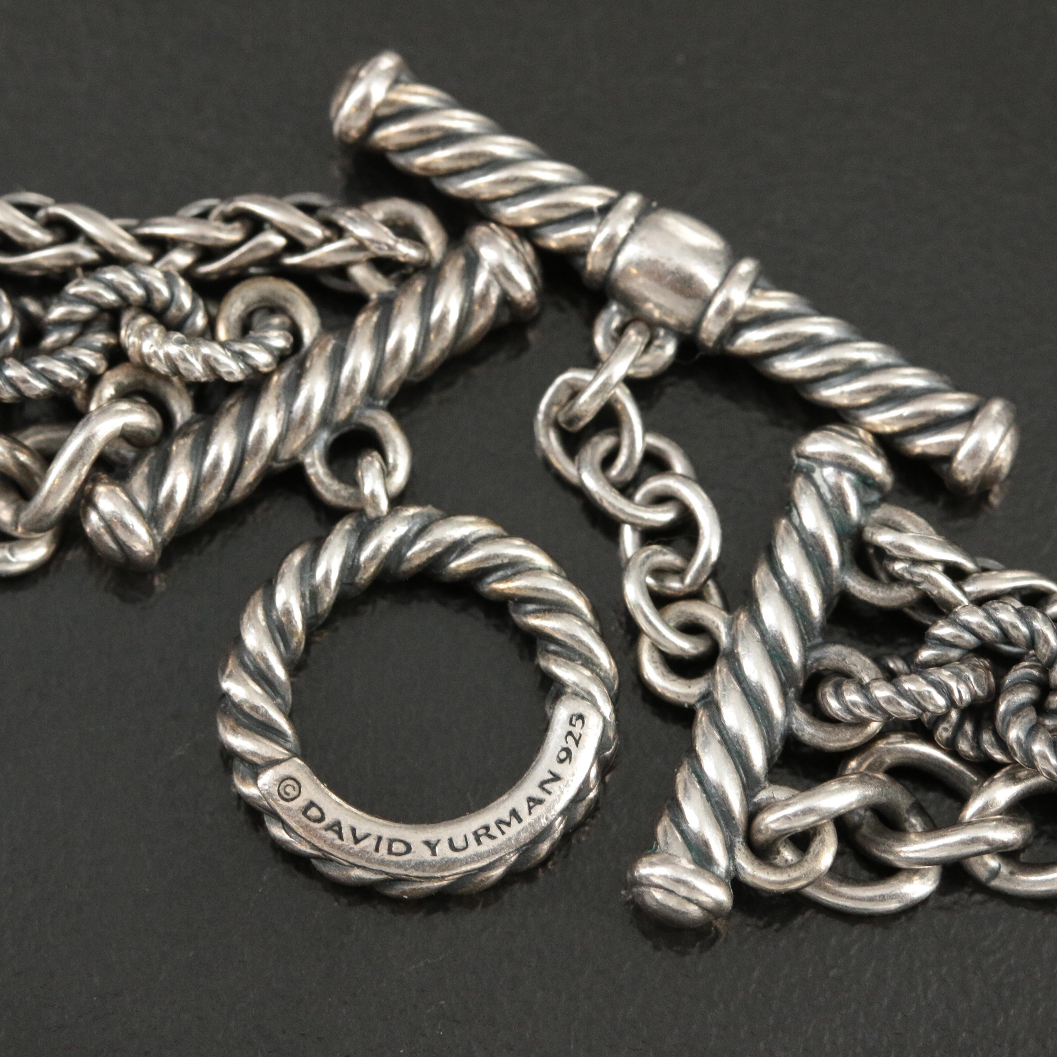 David Yurman Sterling Triple Strand Long Necklace