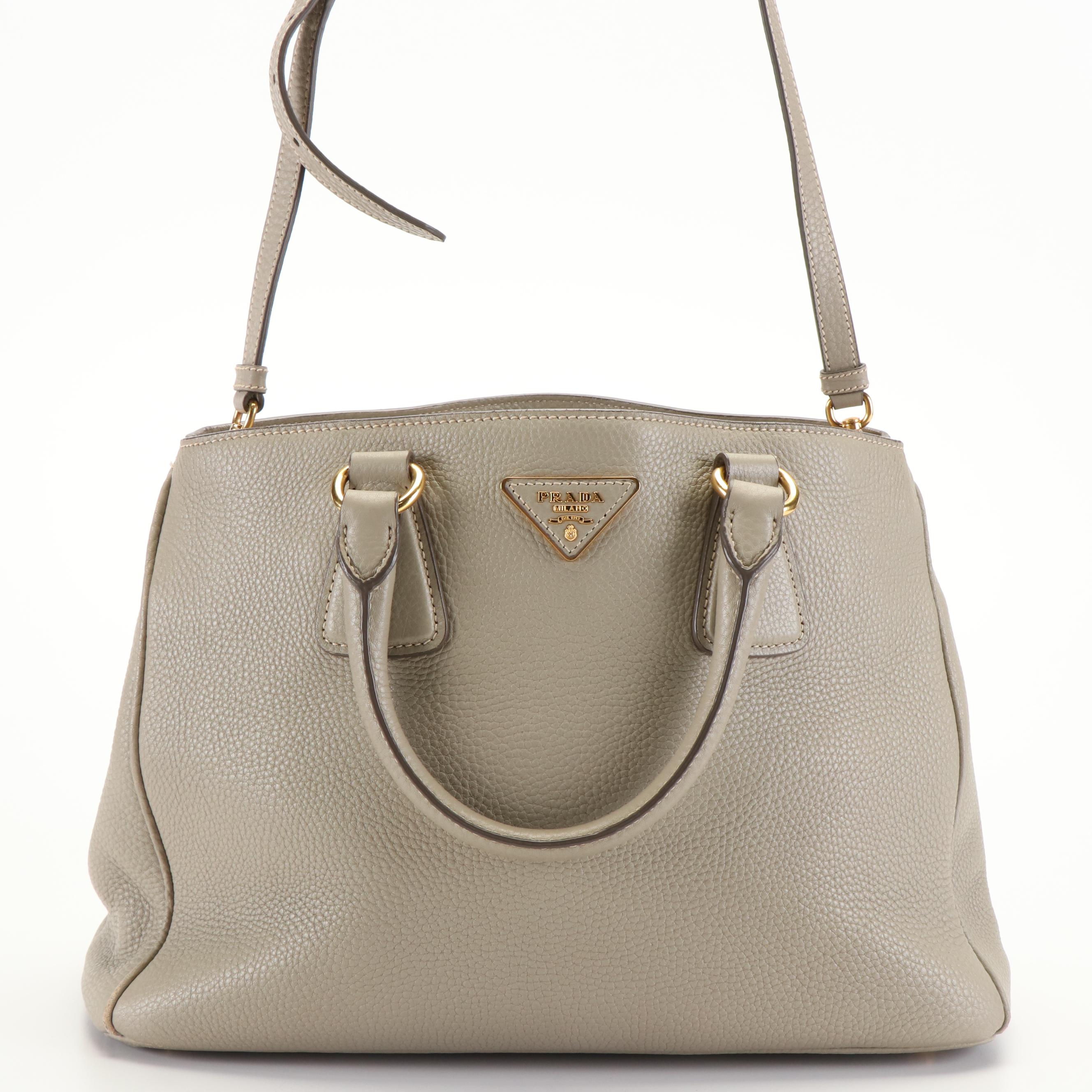 Prada Tote Bag in Taupe Vitello Daino Leather