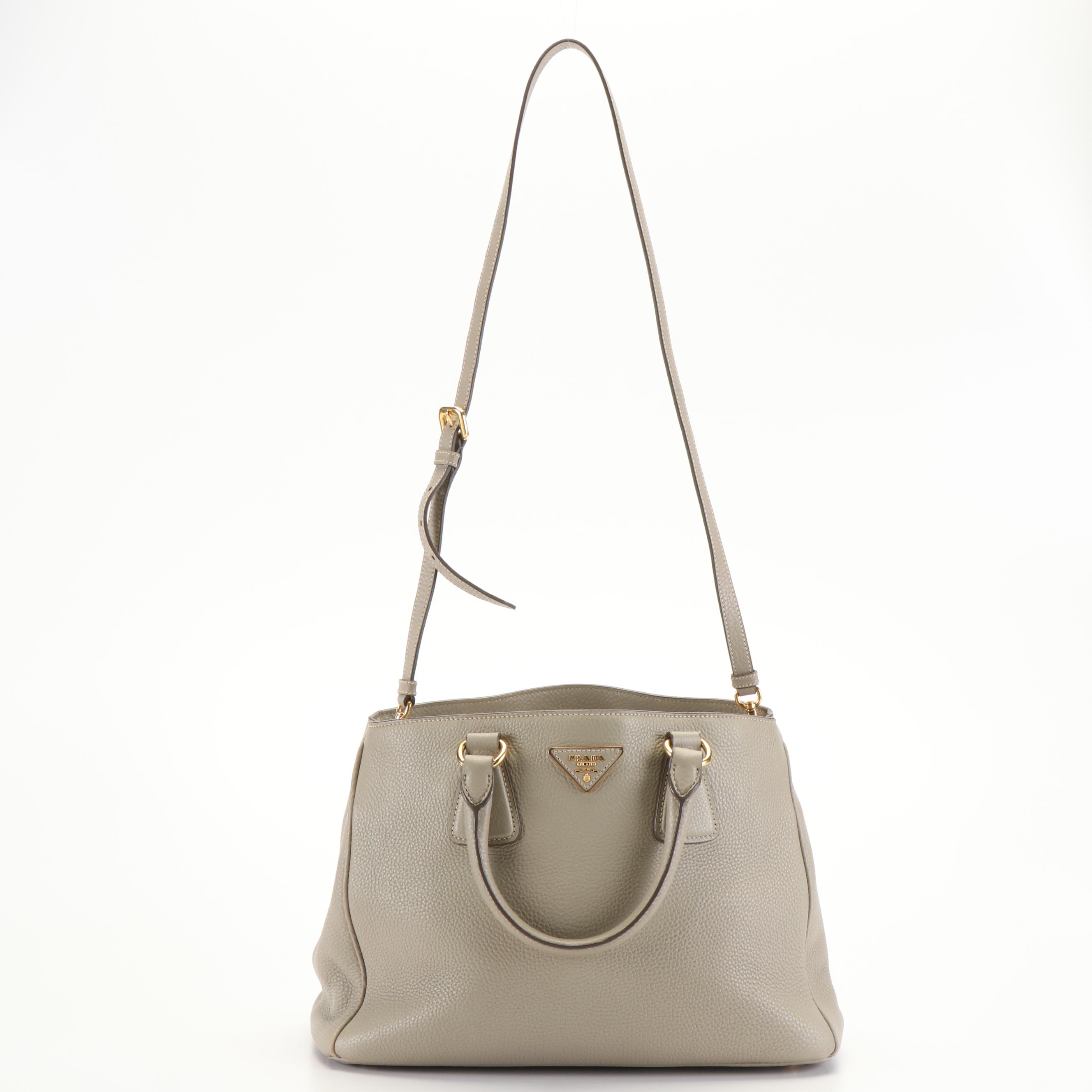 Prada Tote Bag in Taupe Vitello Daino Leather