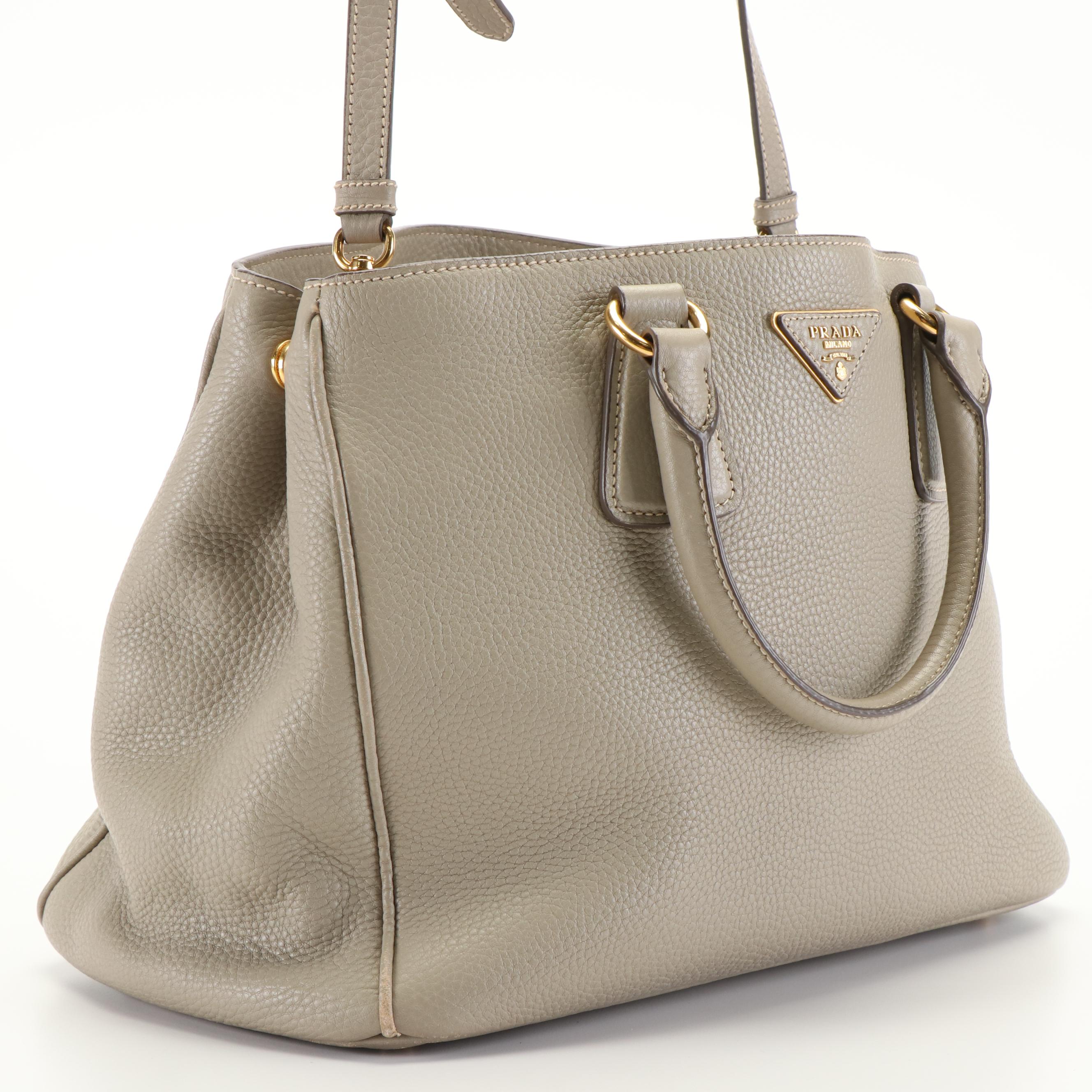 Prada Tote Bag in Taupe Vitello Daino Leather