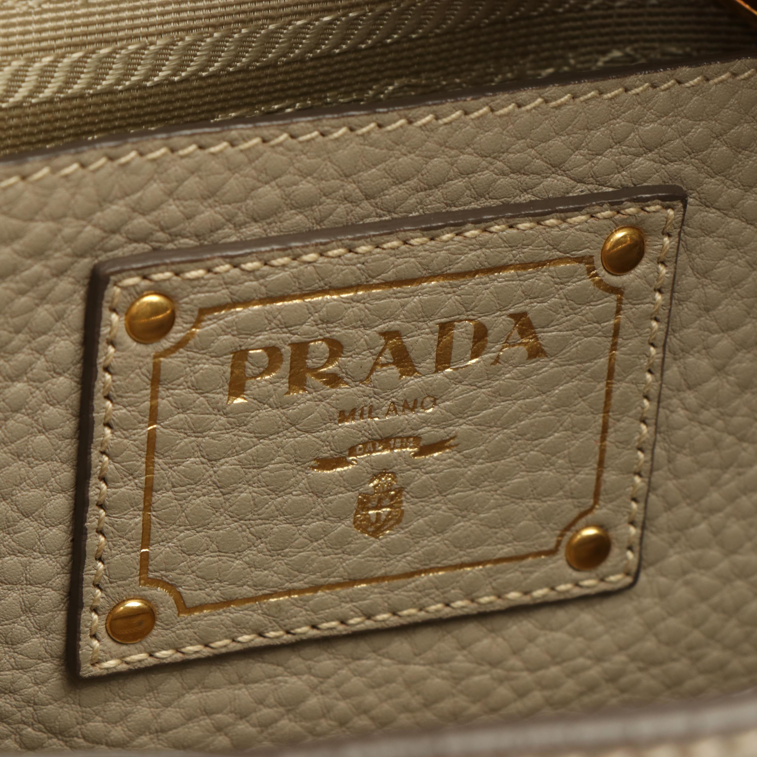 Prada Tote Bag in Taupe Vitello Daino Leather
