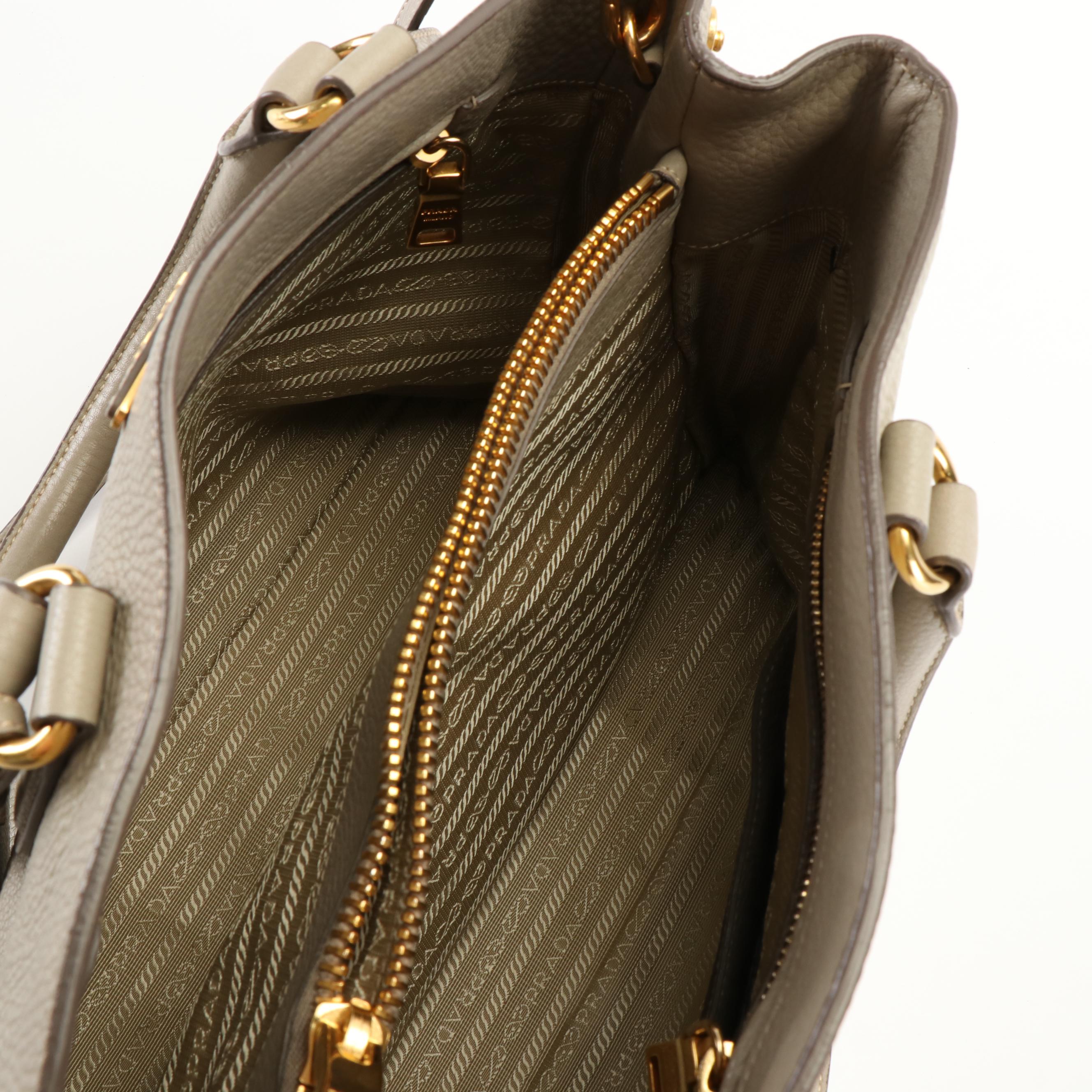 Prada Tote Bag in Taupe Vitello Daino Leather