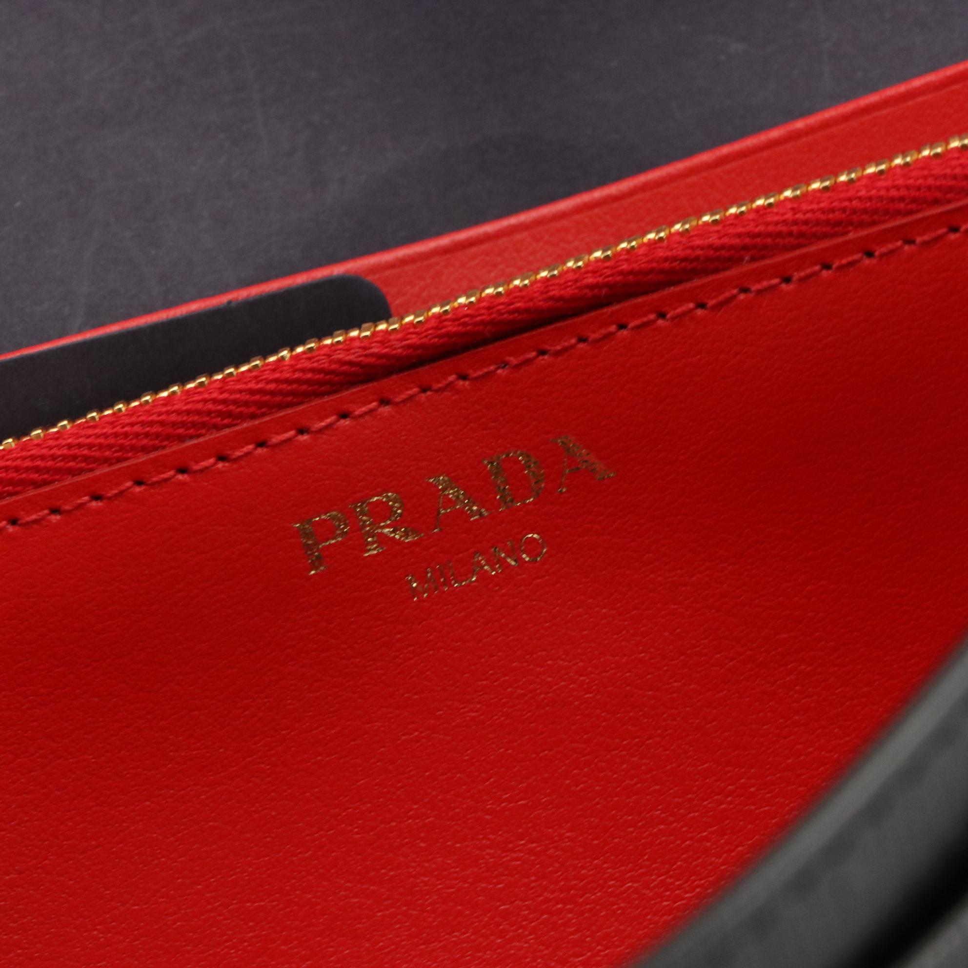 Prada Black Lacca Vitello Move Leather Continental Wallet in Box