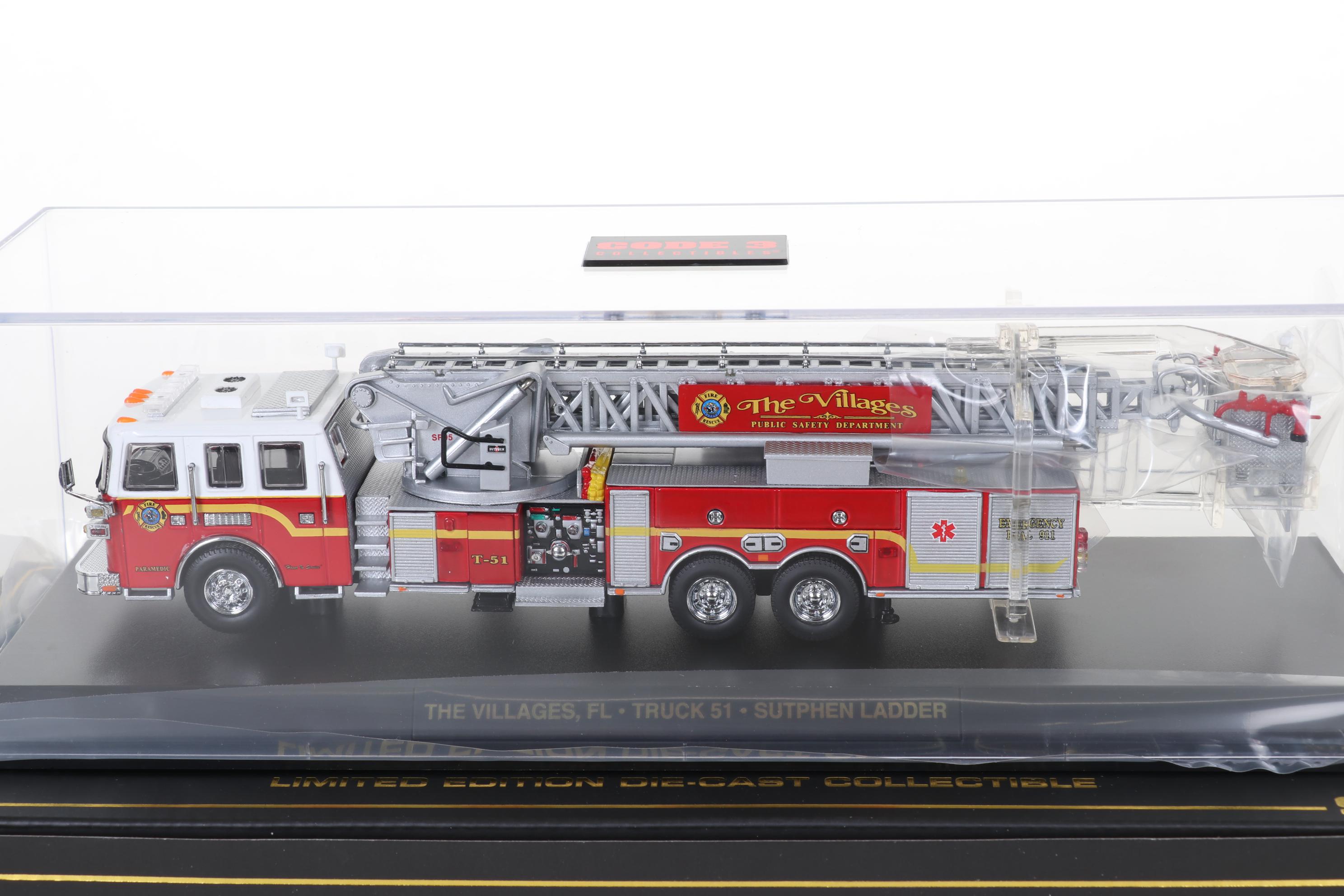 Four Code 3 Limited Edition Die Cast 1/64 Scale Fire Trucks, 21st Century