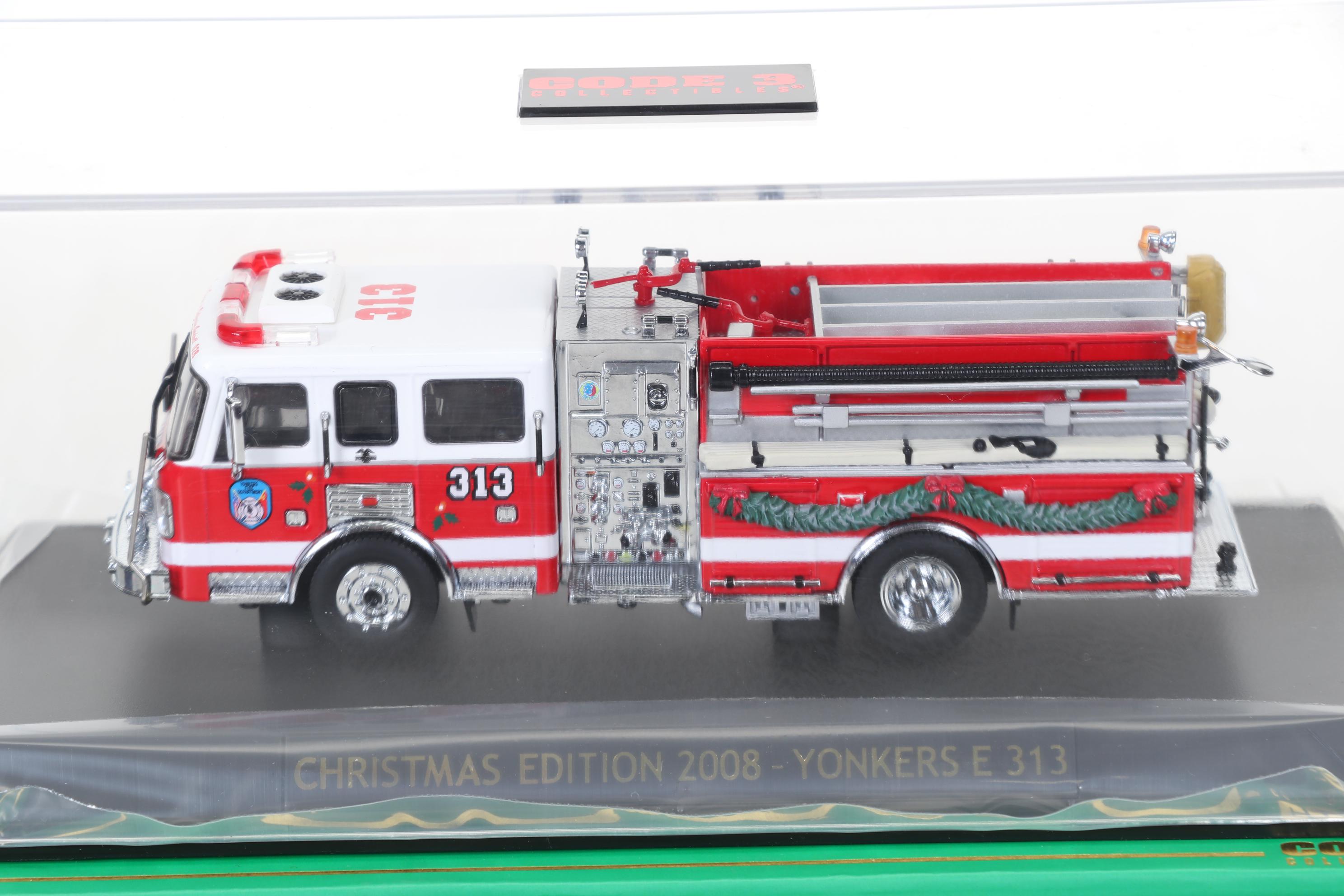 Four Code 3 Limited Edition Die Cast 1/64 Scale Fire Trucks, 21st Century