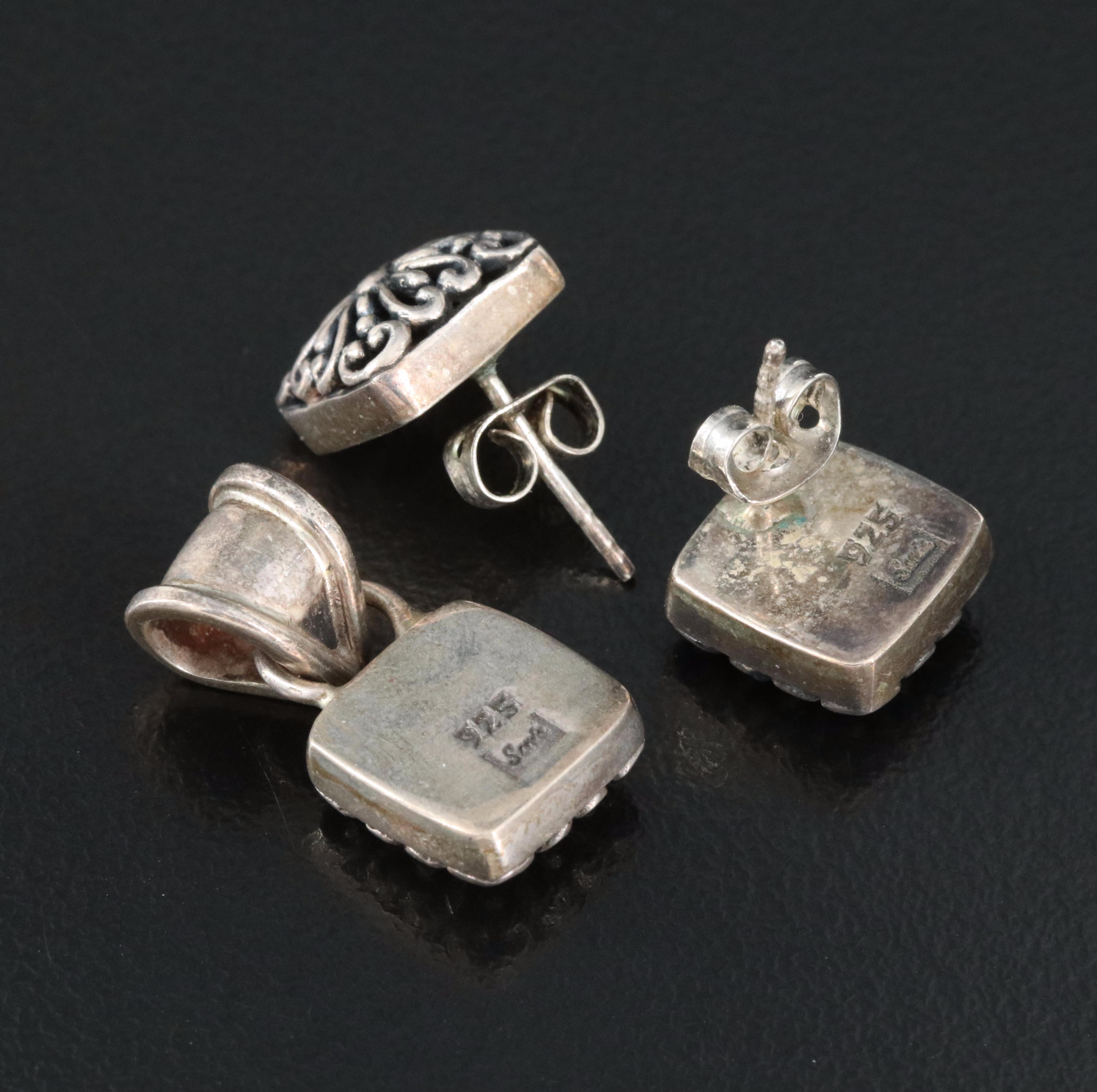 Sarda Sterling Floral Earrings and Pendant Set