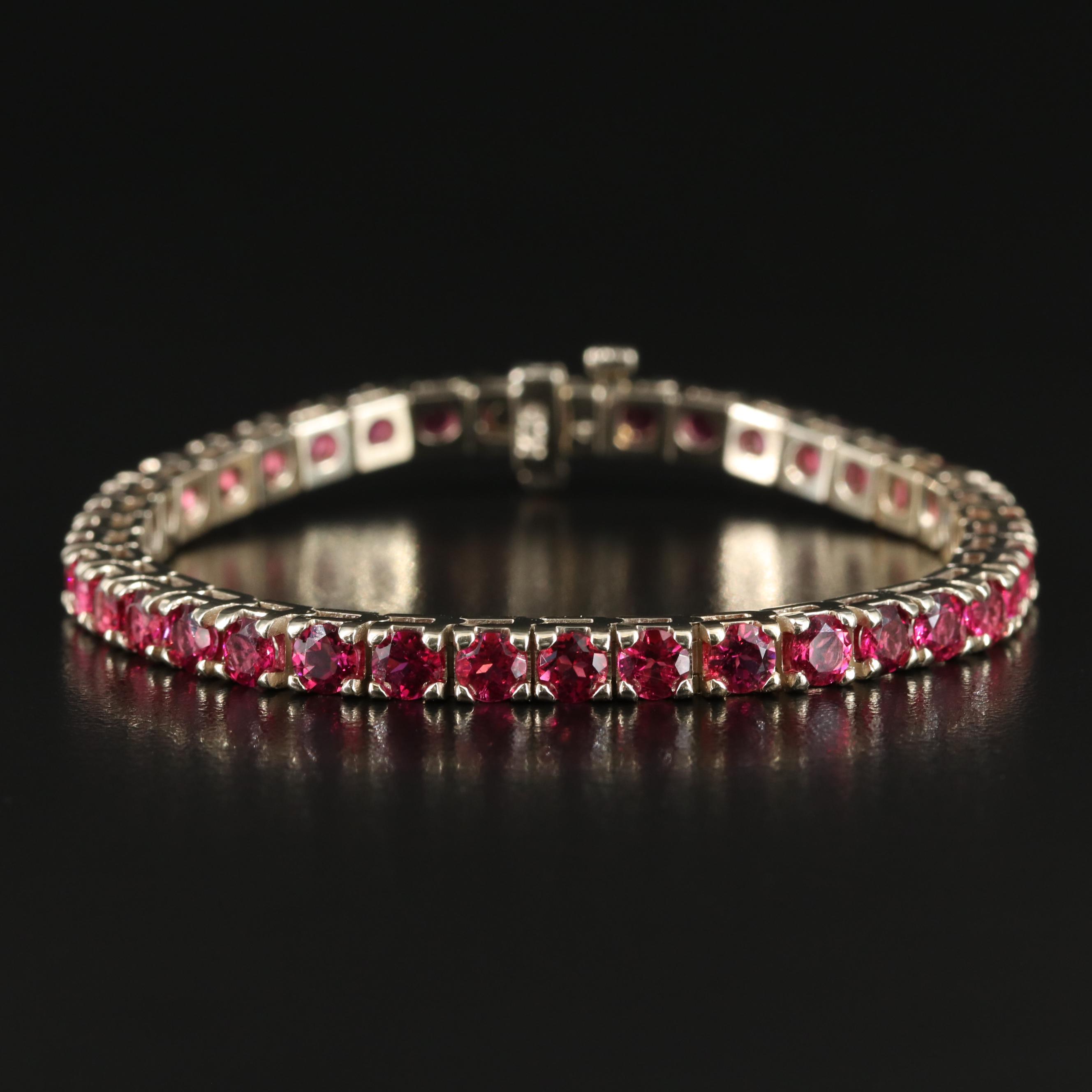 14K Garnet Line Bracelet