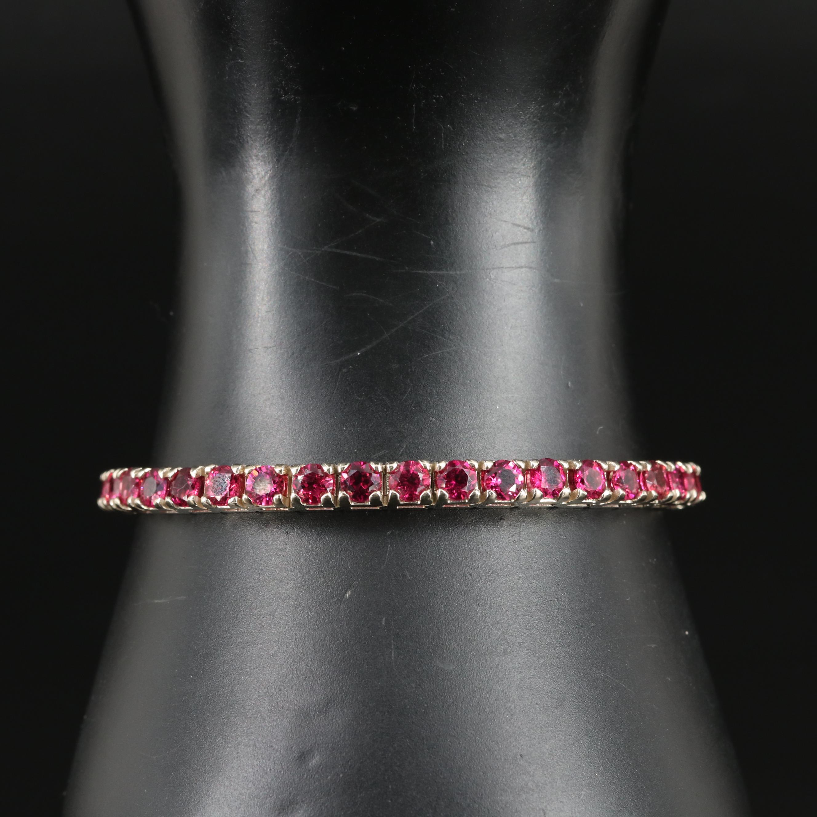 14K Garnet Line Bracelet