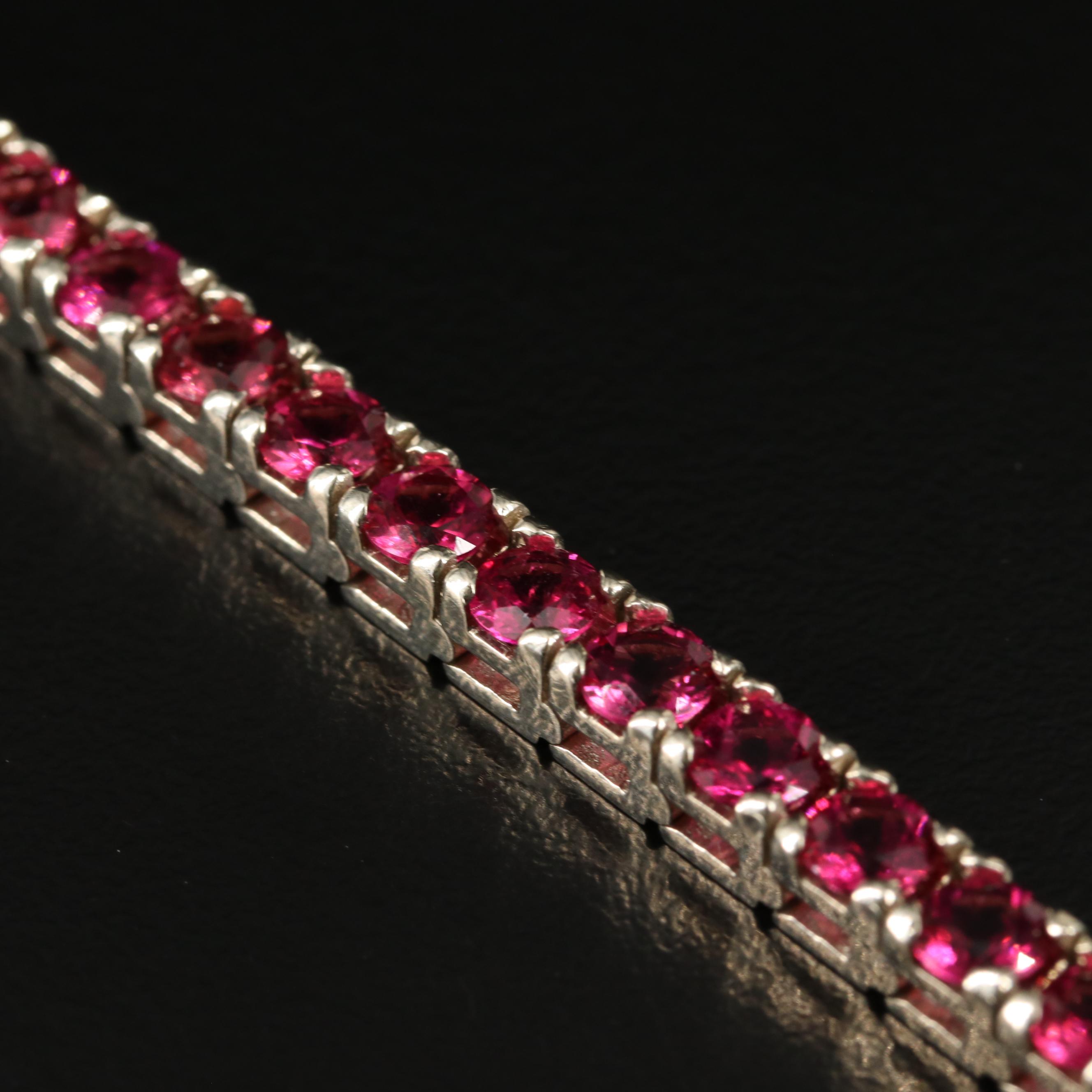 14K Garnet Line Bracelet
