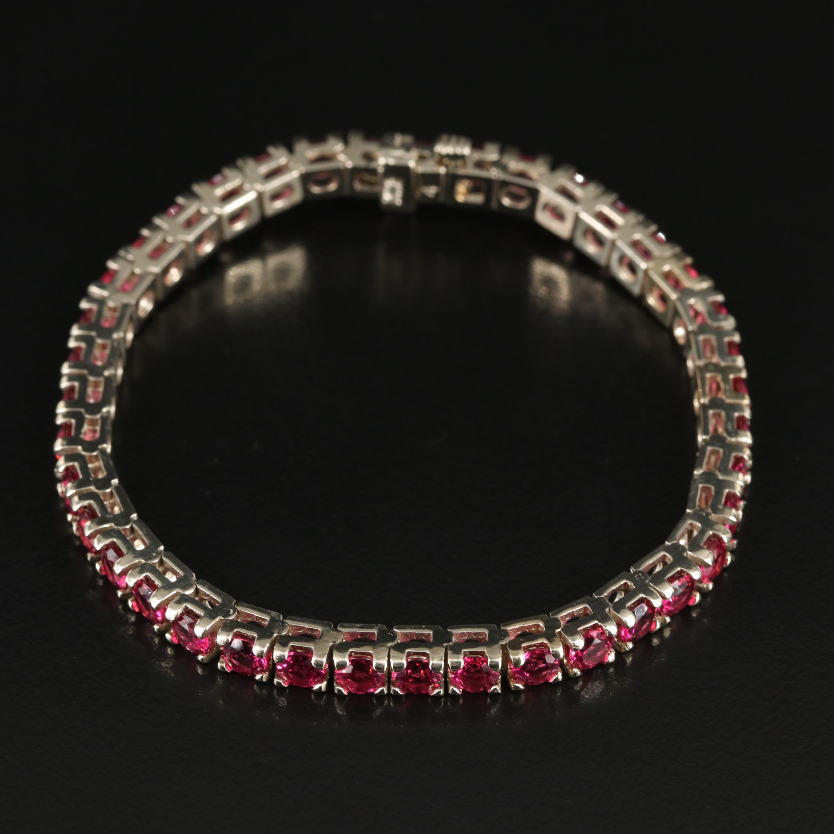 14K Garnet Line Bracelet