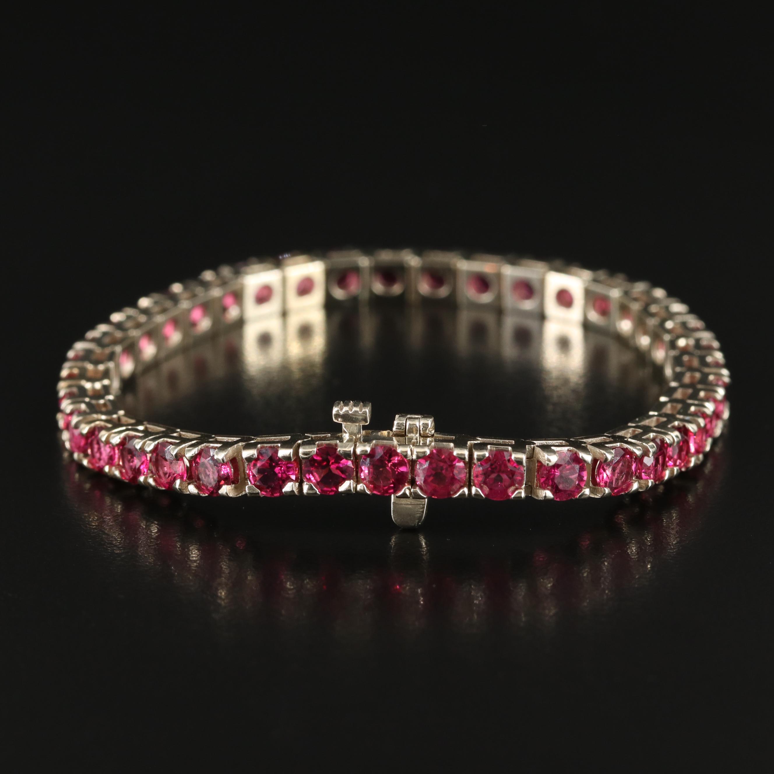 14K Garnet Line Bracelet