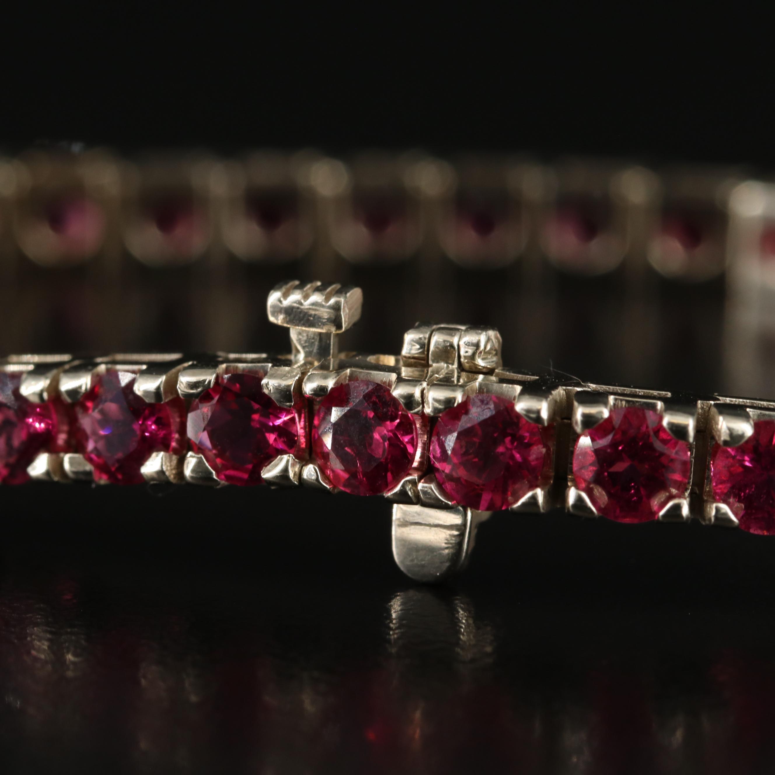 14K Garnet Line Bracelet