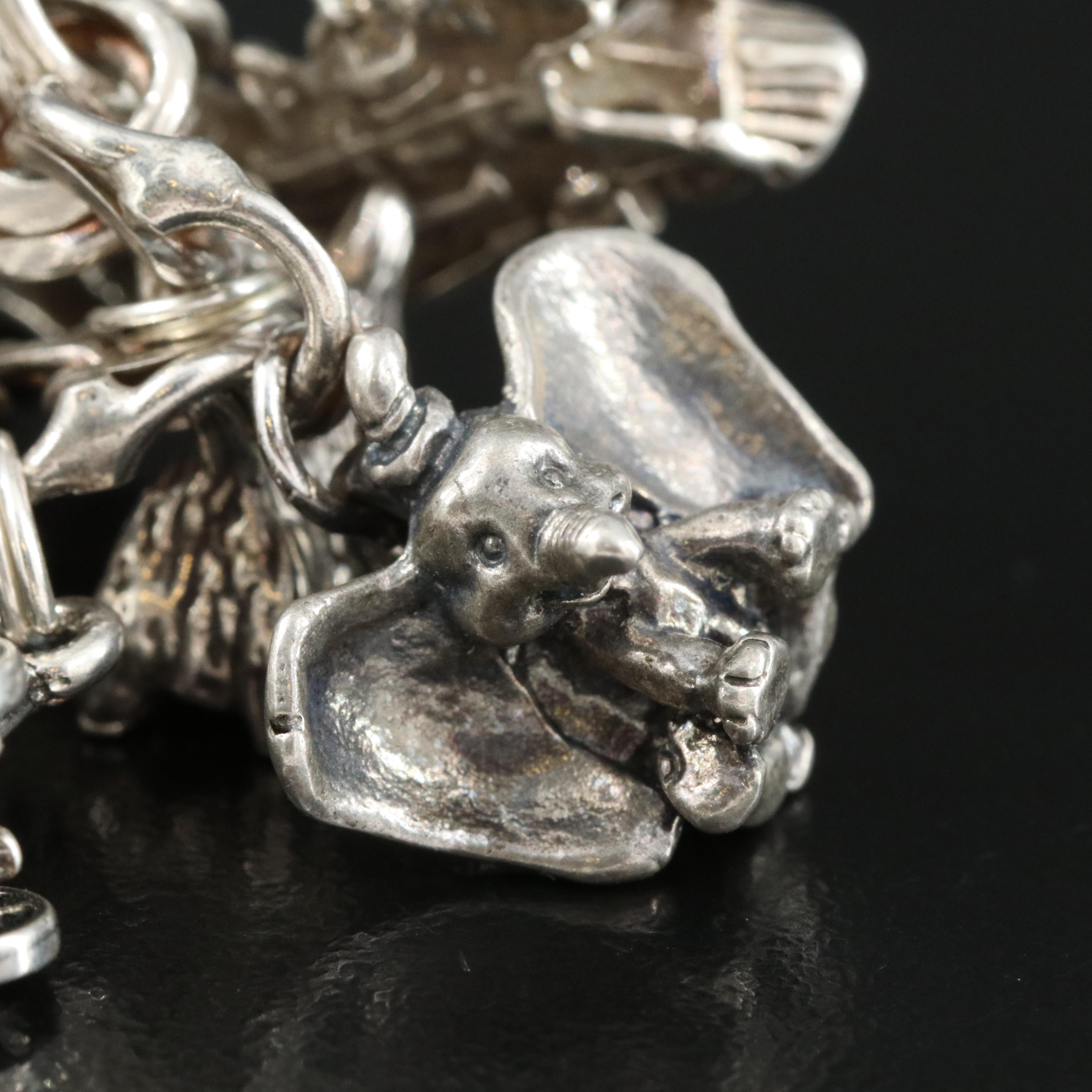 Sterling Charm Bracelet Including Disney's Dumbo, Travel and Articulated