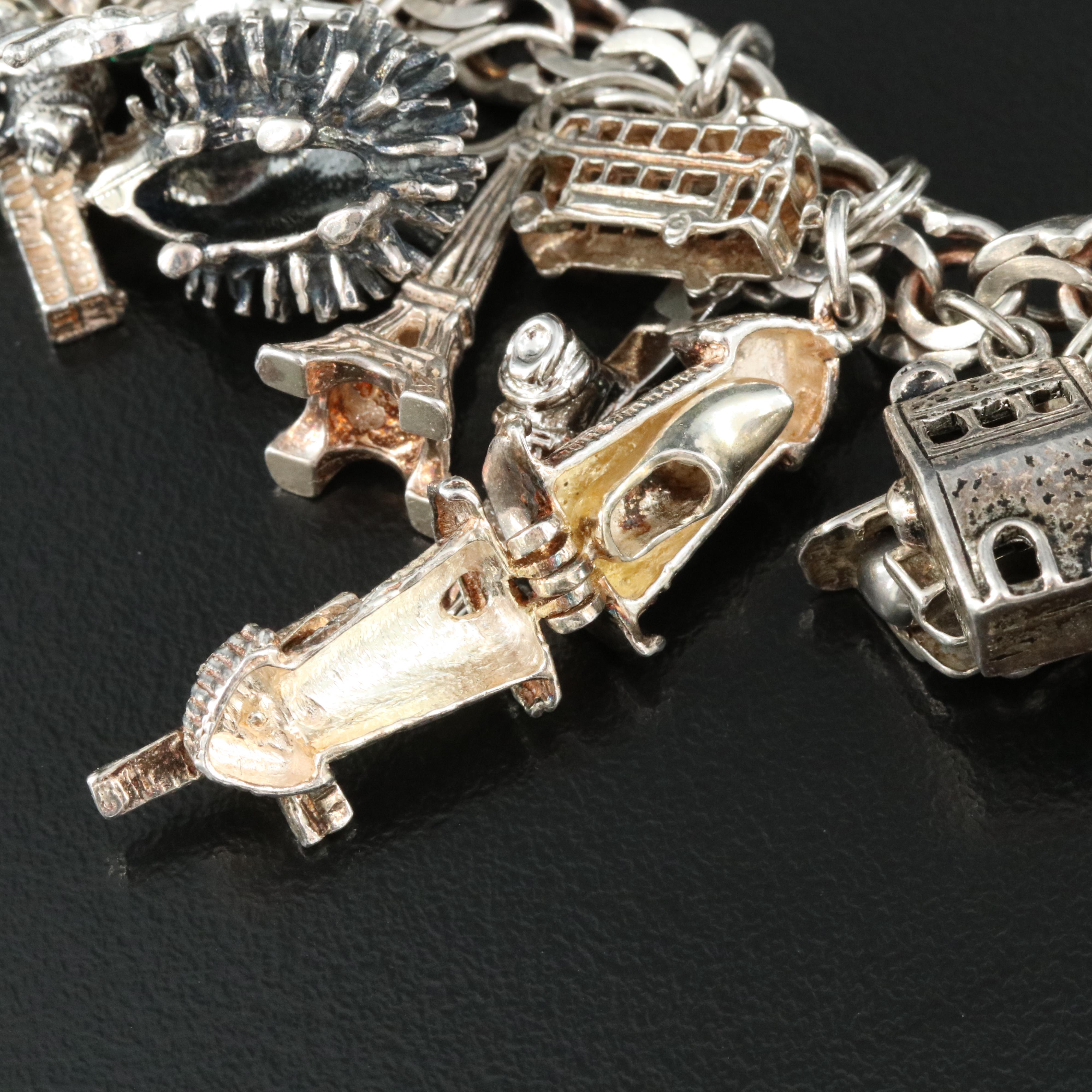 Sterling Charm Bracelet Including Disney's Dumbo, Travel and Articulated