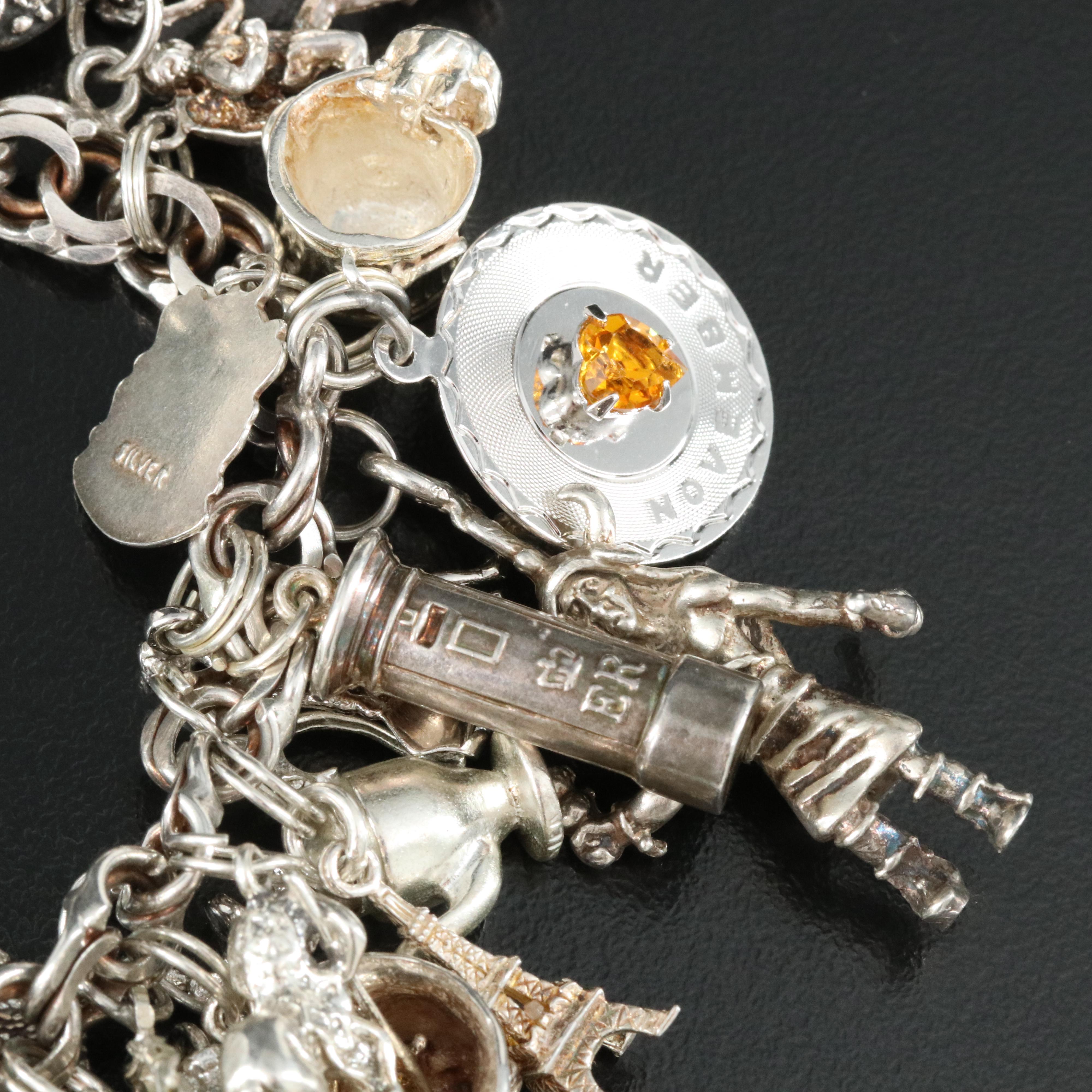 Sterling Charm Bracelet Including Disney's Dumbo, Travel and Articulated