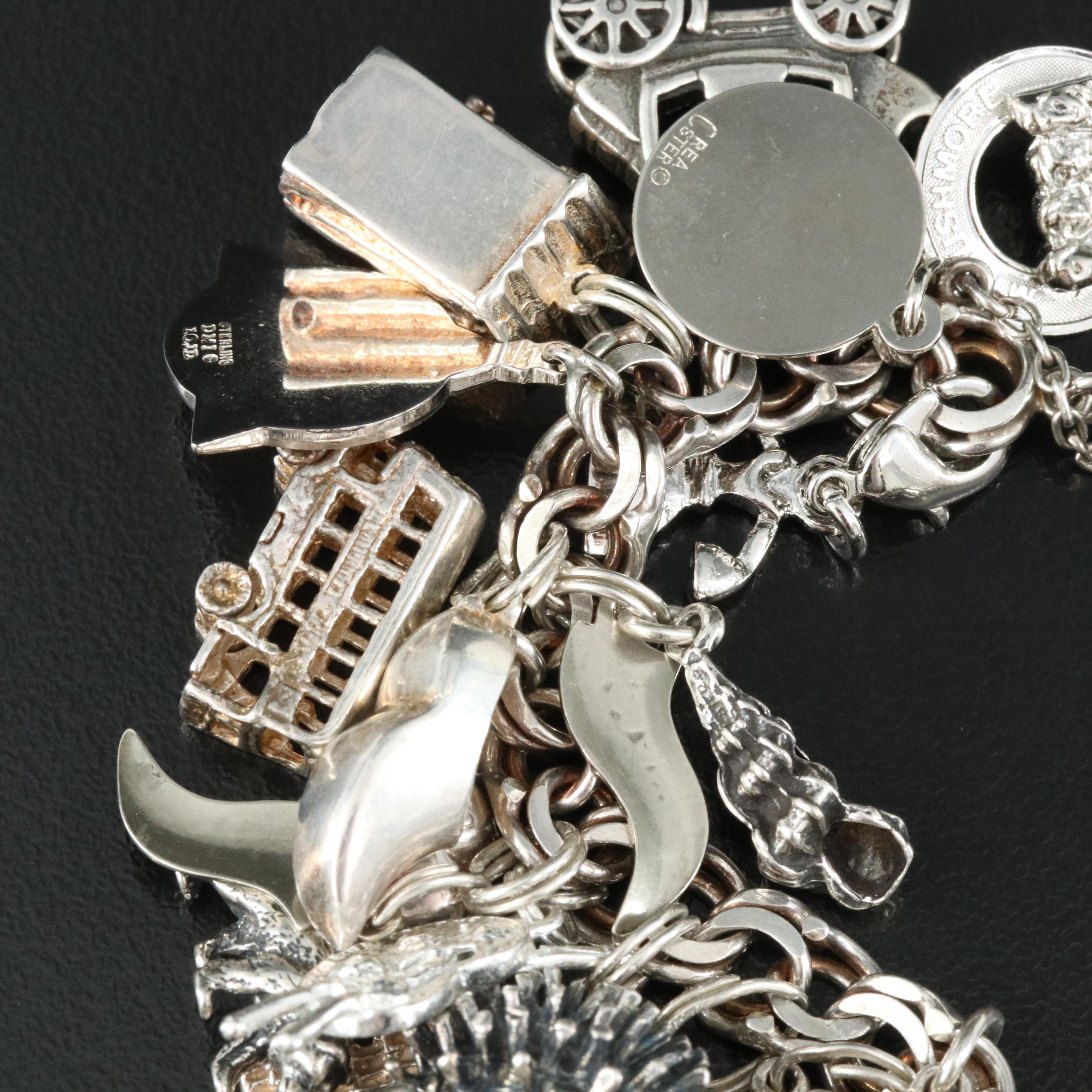 Sterling Charm Bracelet Including Disney's Dumbo, Travel and Articulated
