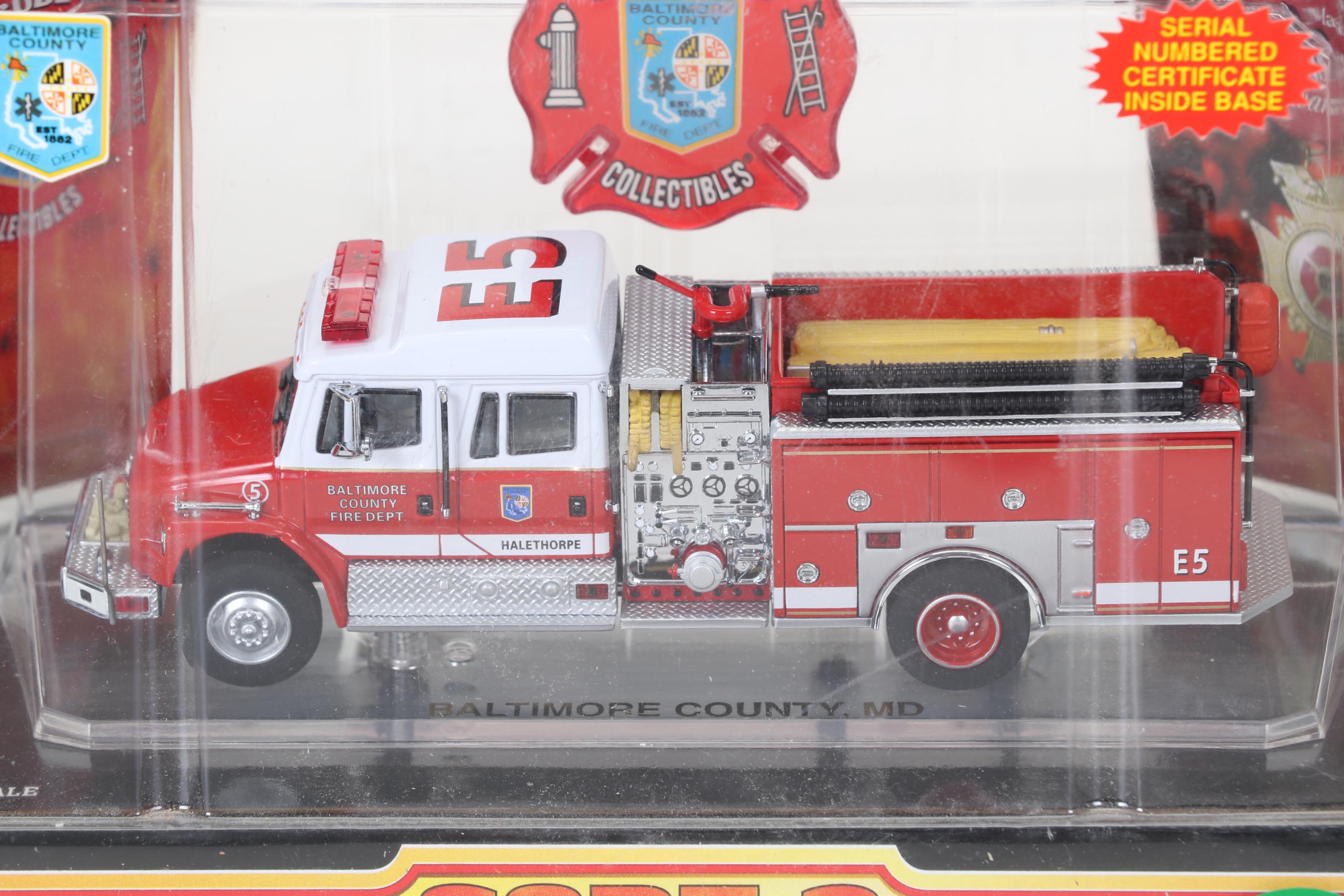Six Code 3 Limited Edition Die Cast 1/64 Scale Fire Trucks, 21st Century