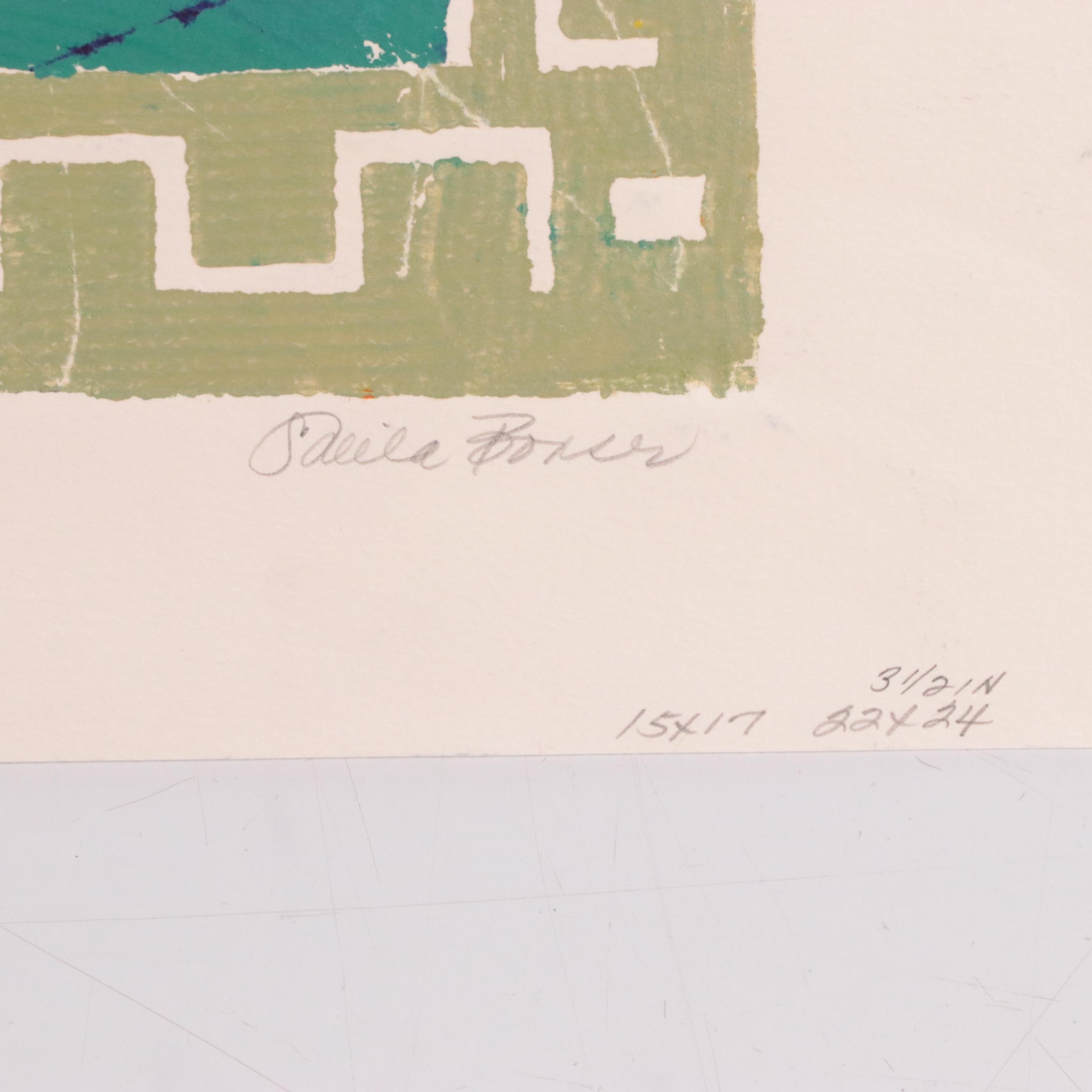 Sheila Bonser Stylized Surrealist Collagraph "The Prophecy"