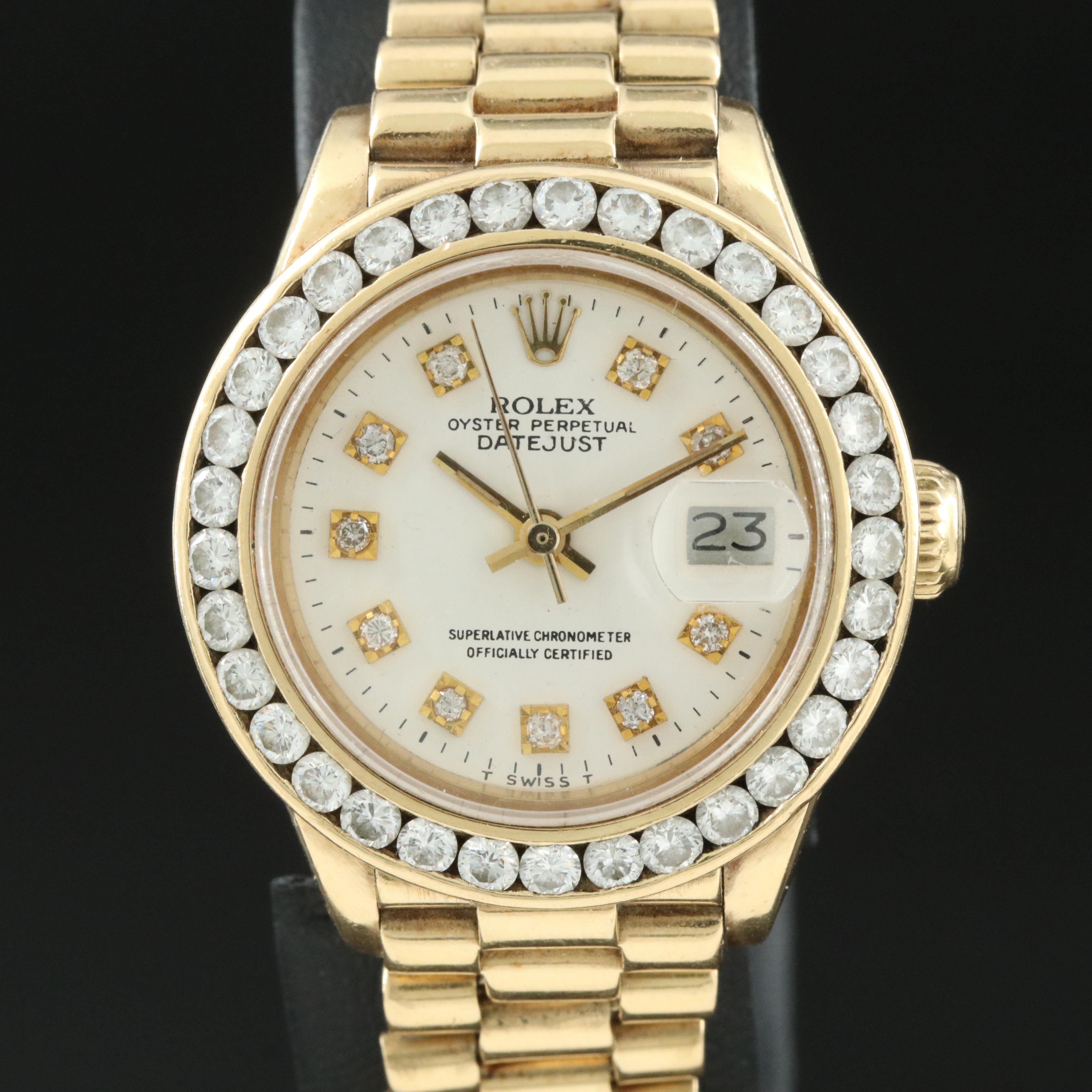 1979 18K Rolex Custom 1.59 CTW Diamond Bezel and Dial Datejust Watch