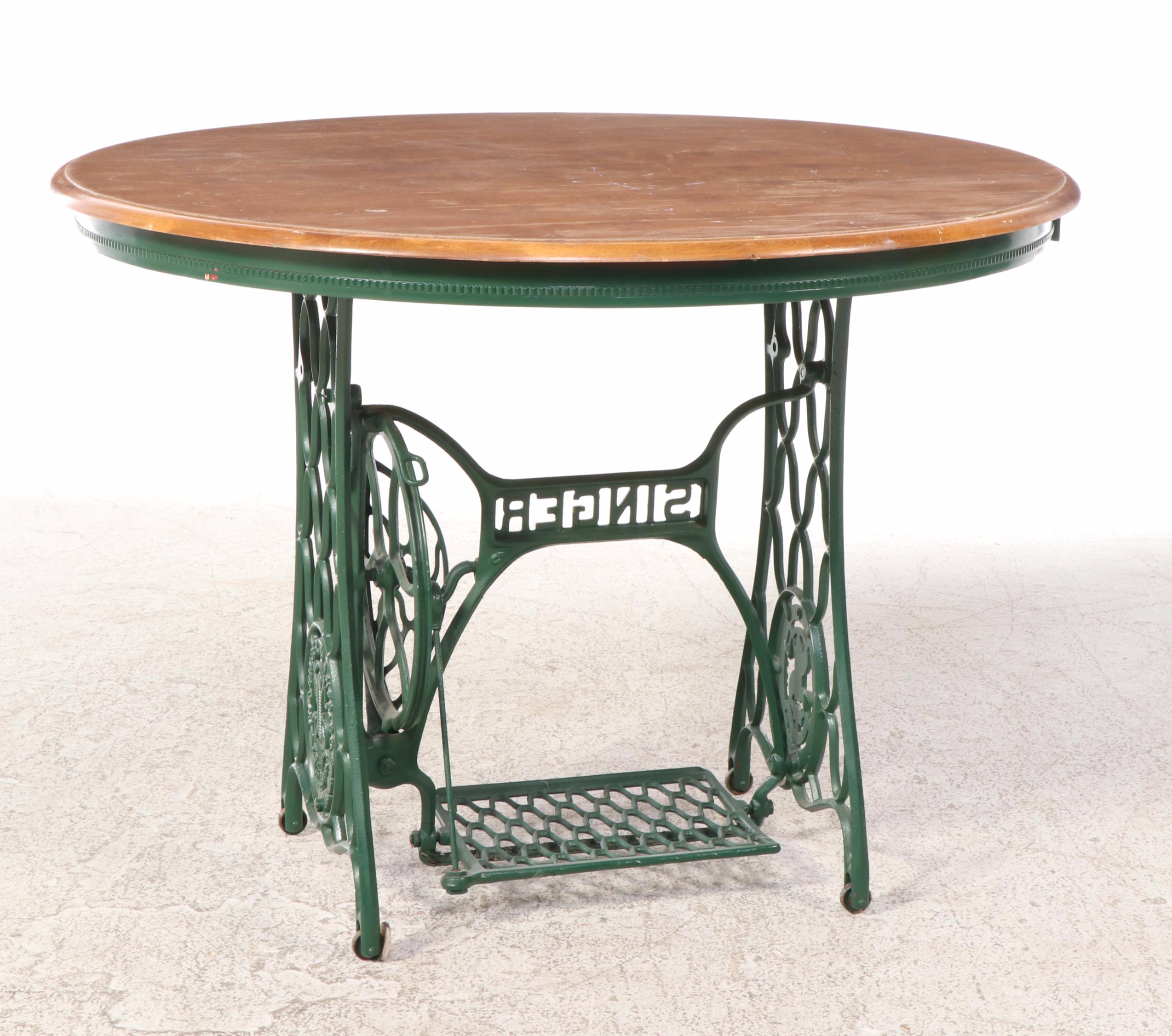 Singer Iron Treadle Sewing Machine Base Dining Table