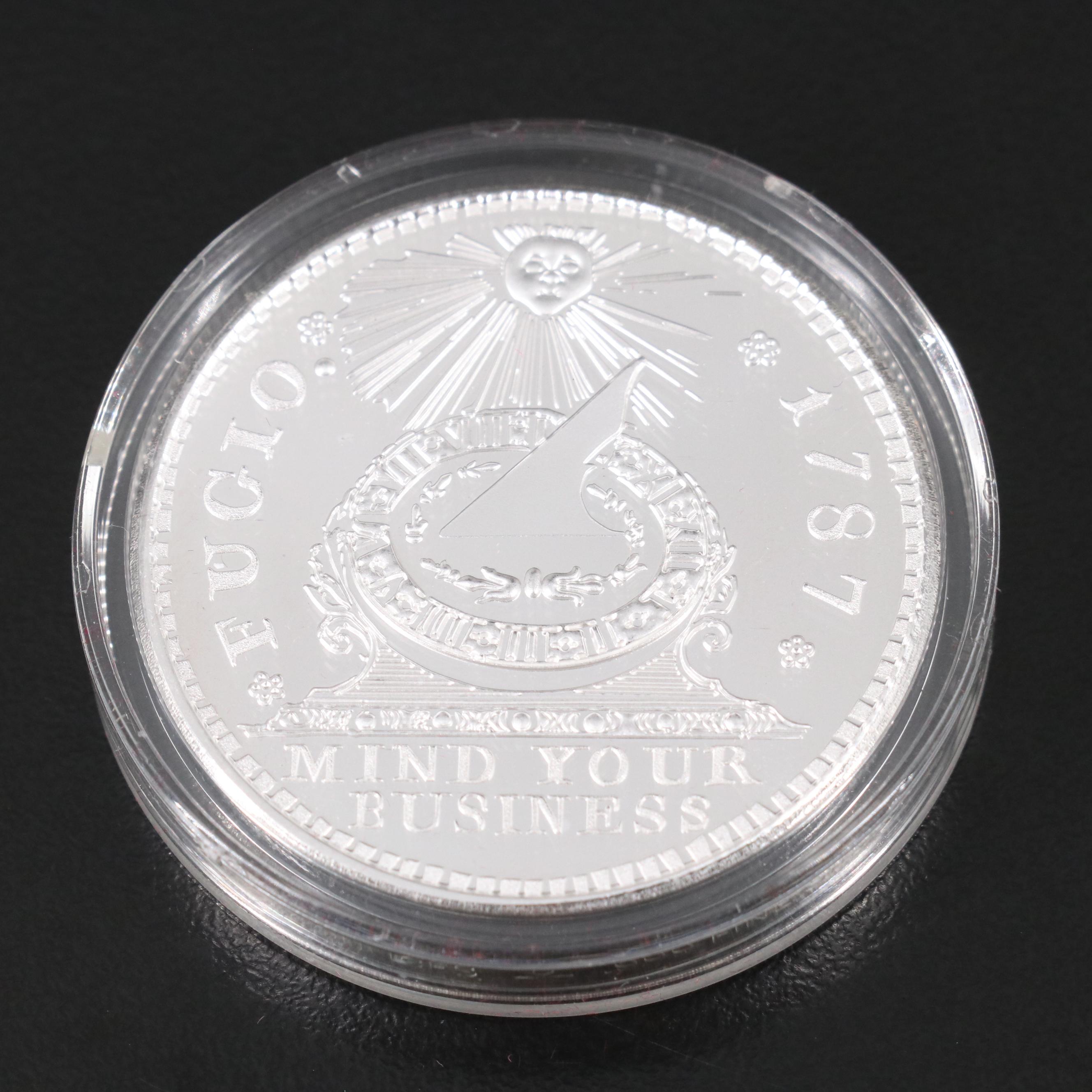 Modern 1787 Fugio Cent Commemorative, Struck in .999 Silver