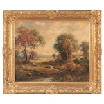 Charles Mason Pastoral Landscape Oil Painting, Late 20th Century