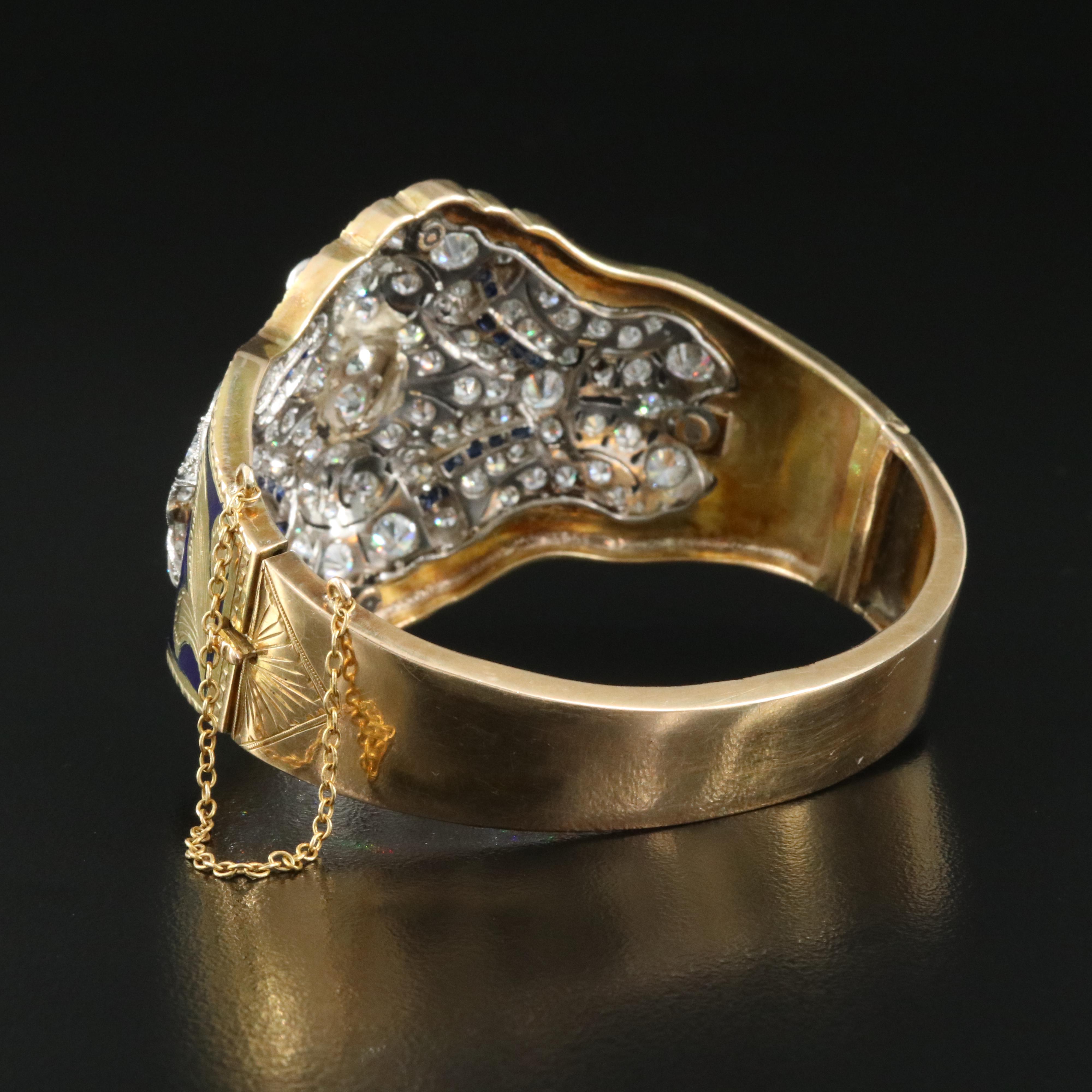 Edwardian 14K & Platinum 6.78 CTW Diamond and Sapphire Scrollwork Bracelet