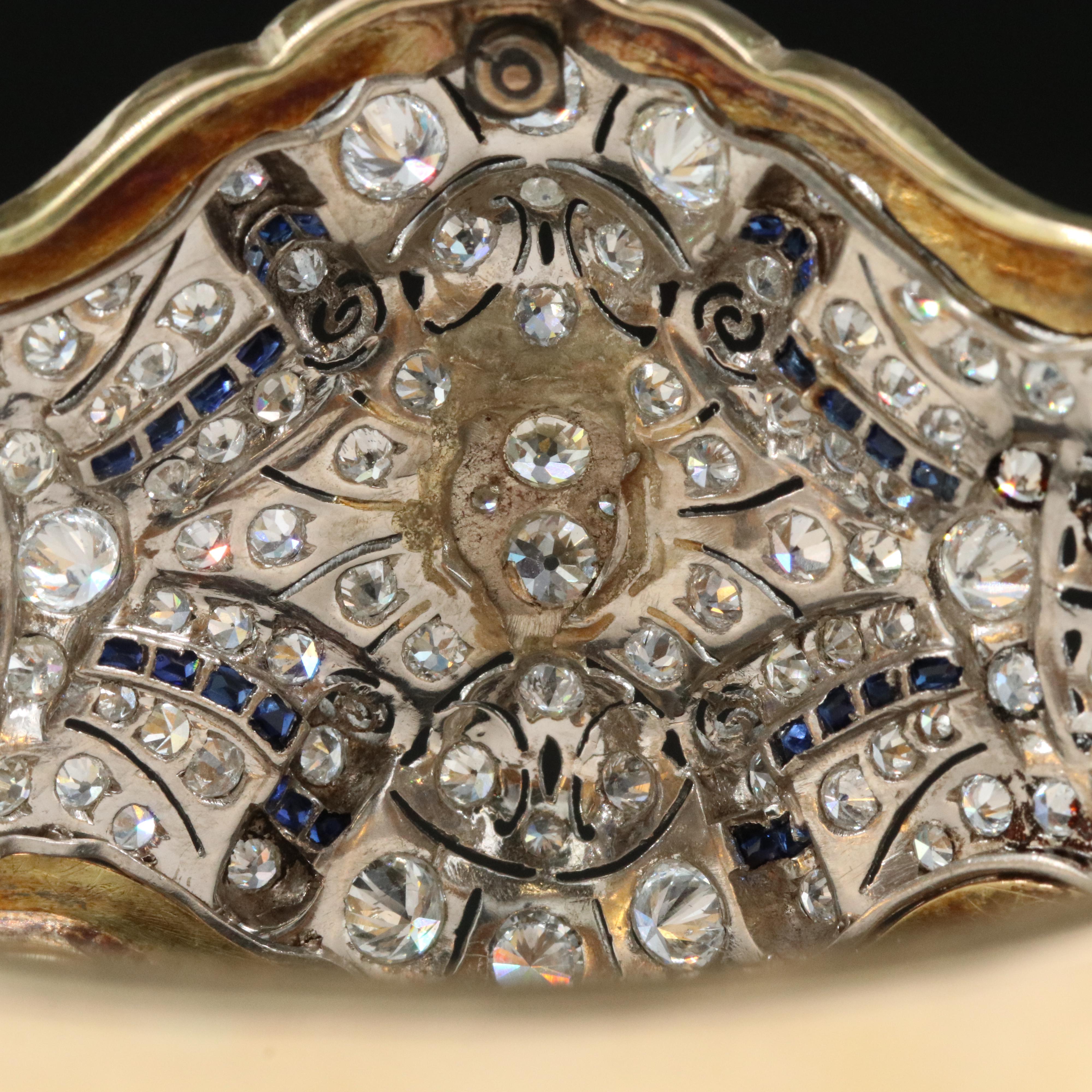 Edwardian 14K & Platinum 6.78 CTW Diamond and Sapphire Scrollwork Bracelet