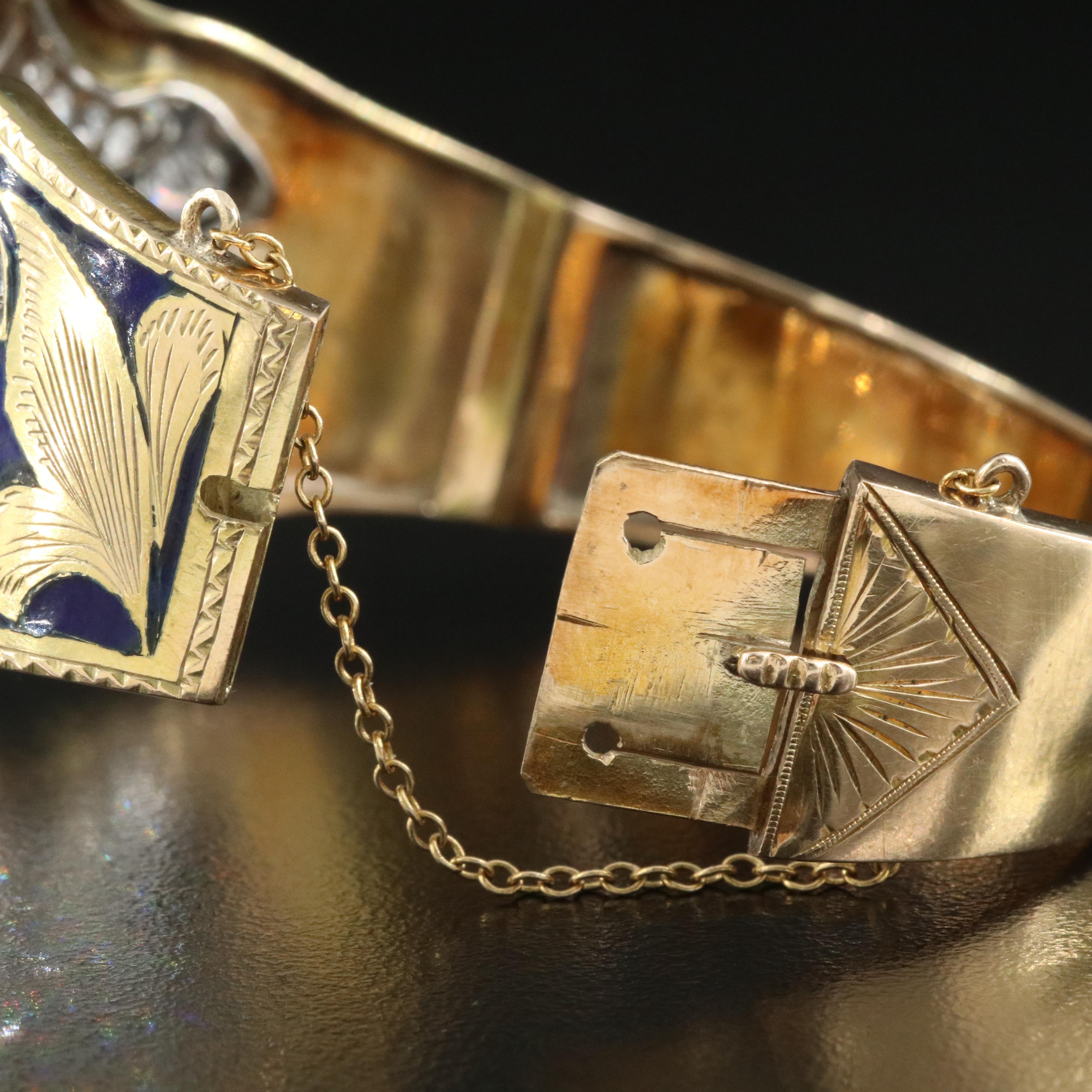 Edwardian 14K & Platinum 6.78 CTW Diamond and Sapphire Scrollwork Bracelet