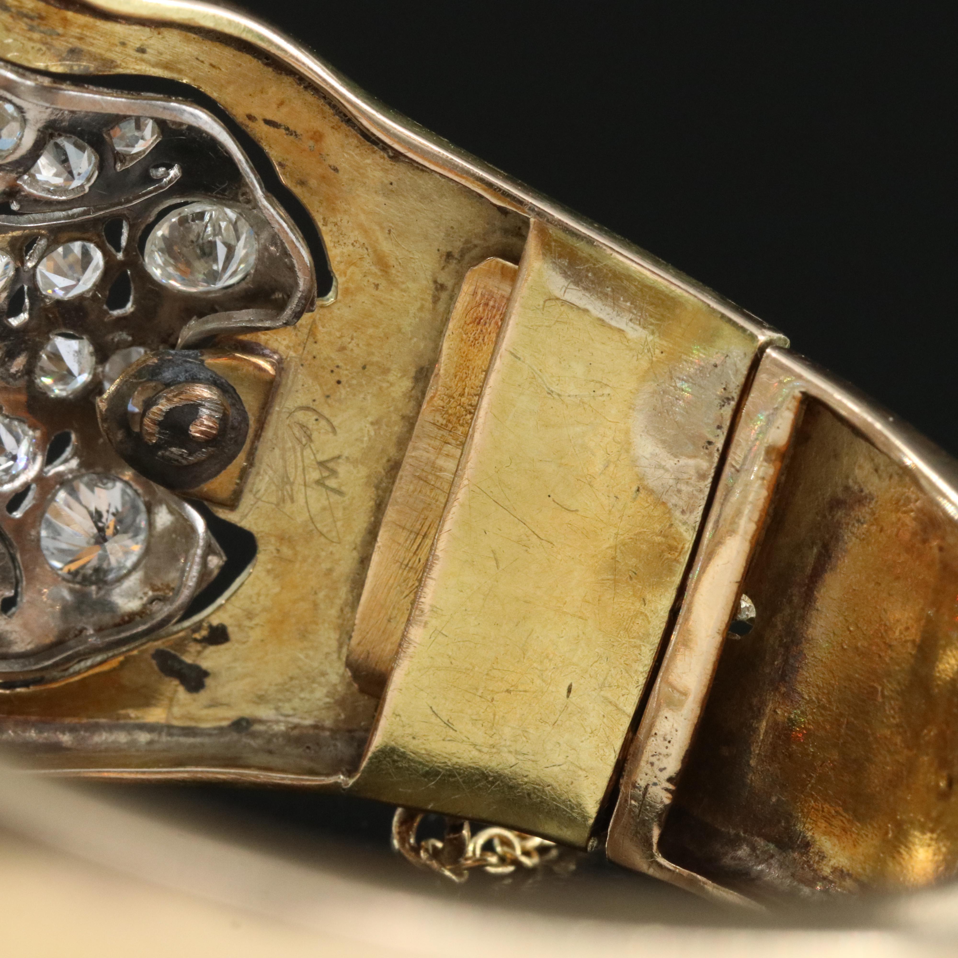 Edwardian 14K & Platinum 6.78 CTW Diamond and Sapphire Scrollwork Bracelet