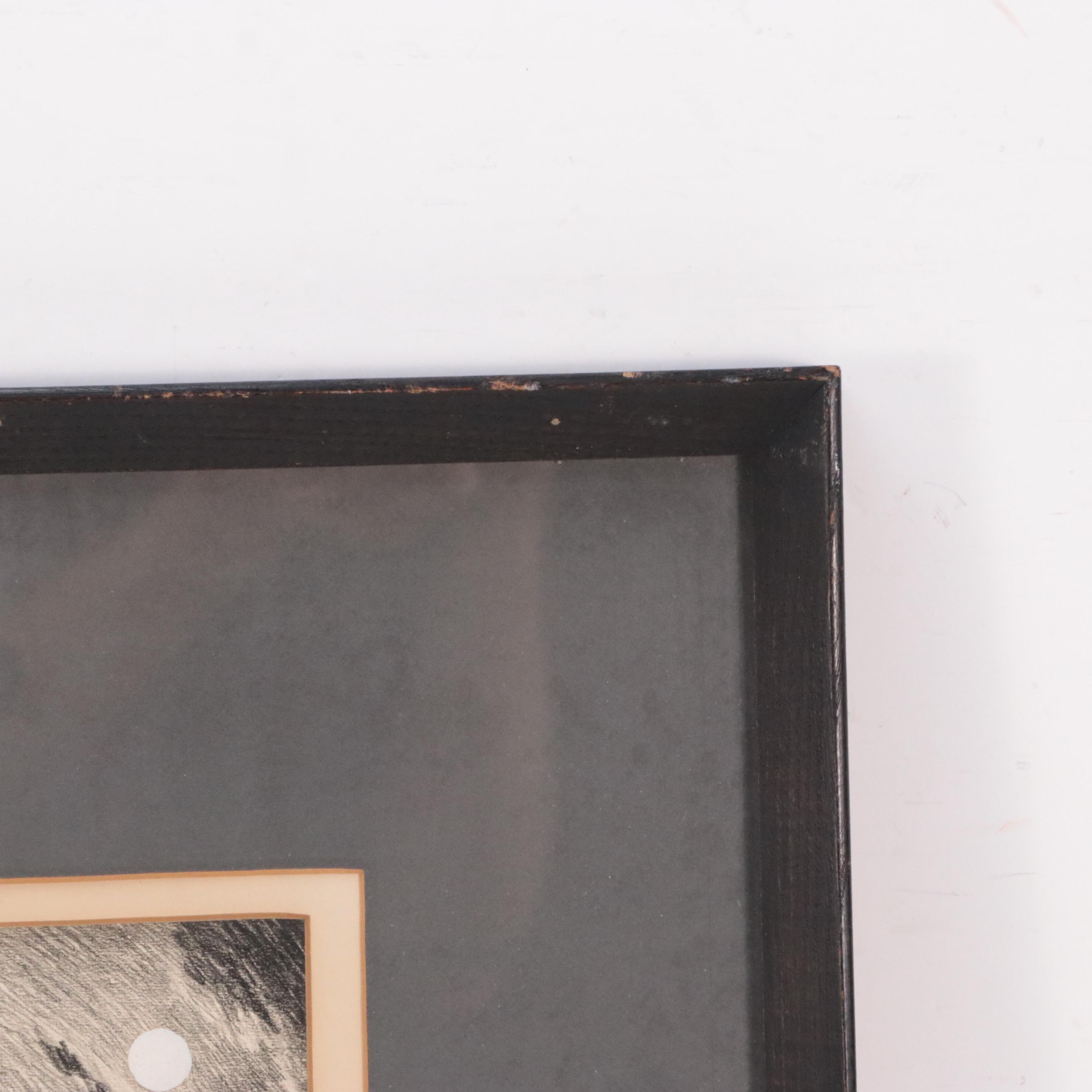 Mixed Media Drawing of Two Horses Fighting