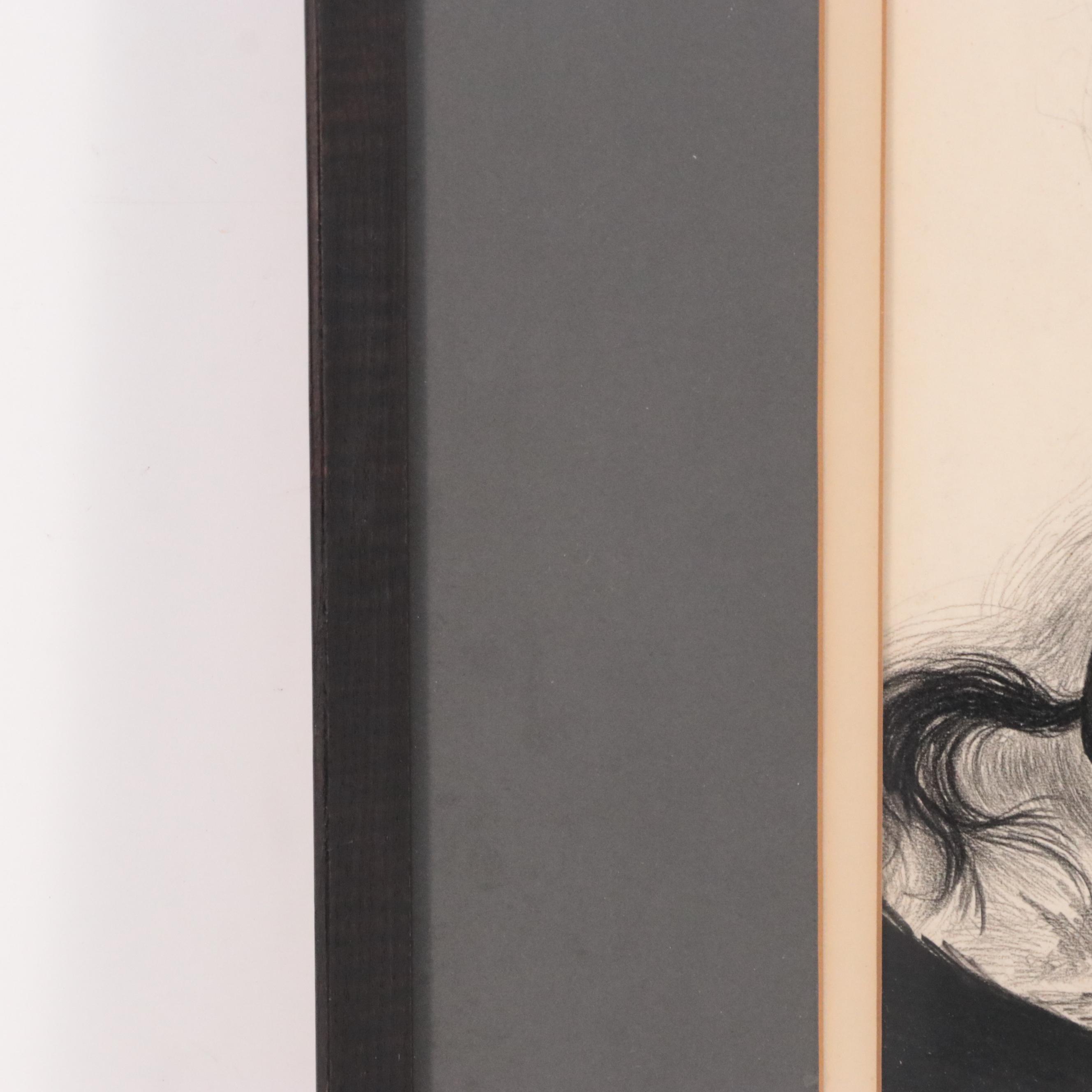 Mixed Media Drawing of Two Horses Fighting