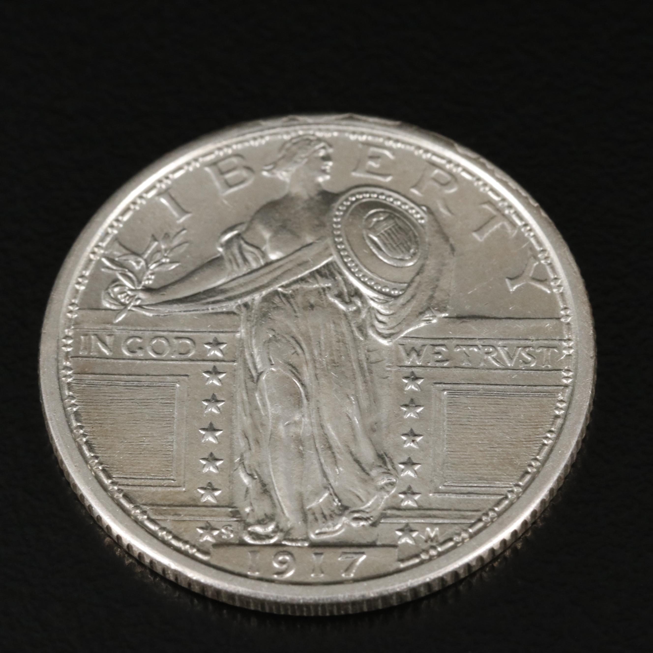 1917-S Type 1 Uncirculated Full Head Standing Liberty Quarter
