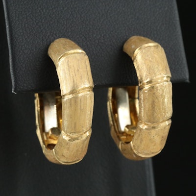 Italian 18K Bamboo Hoop Earrings