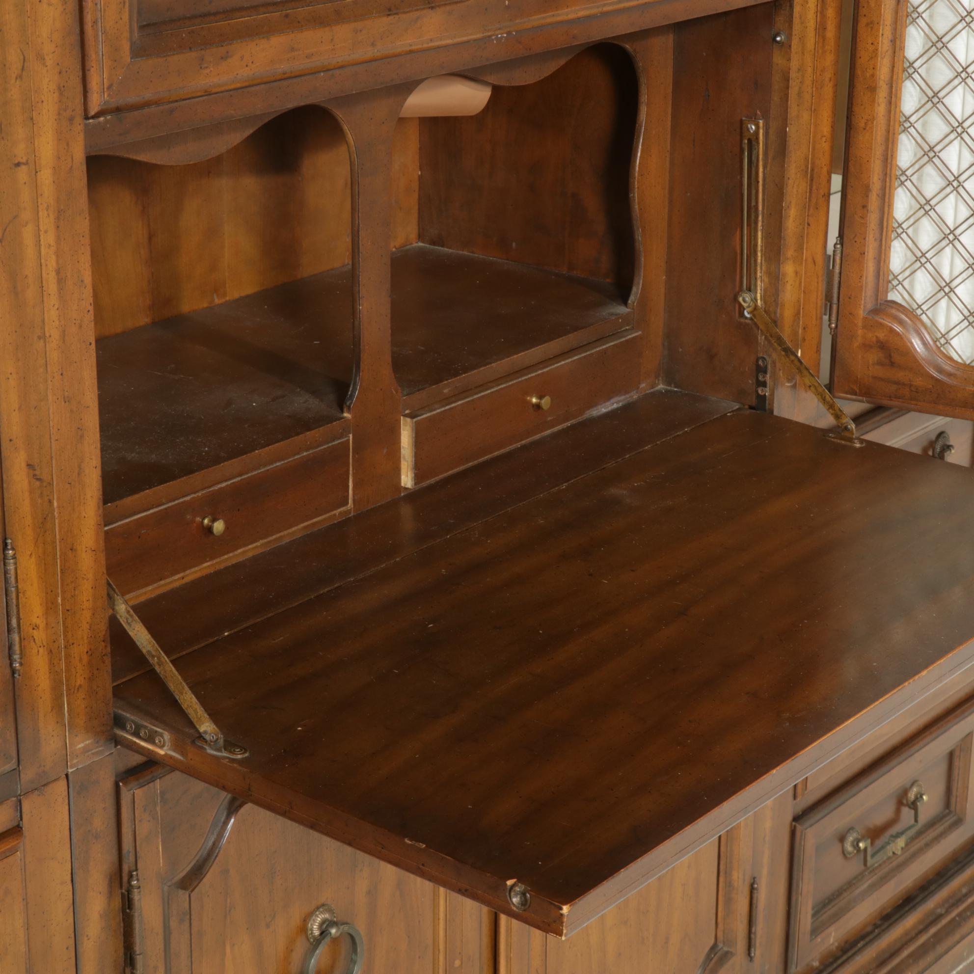 Drexel-Heritage French Provincial Style Walnut-Stained Wall Unit, circa 1970
