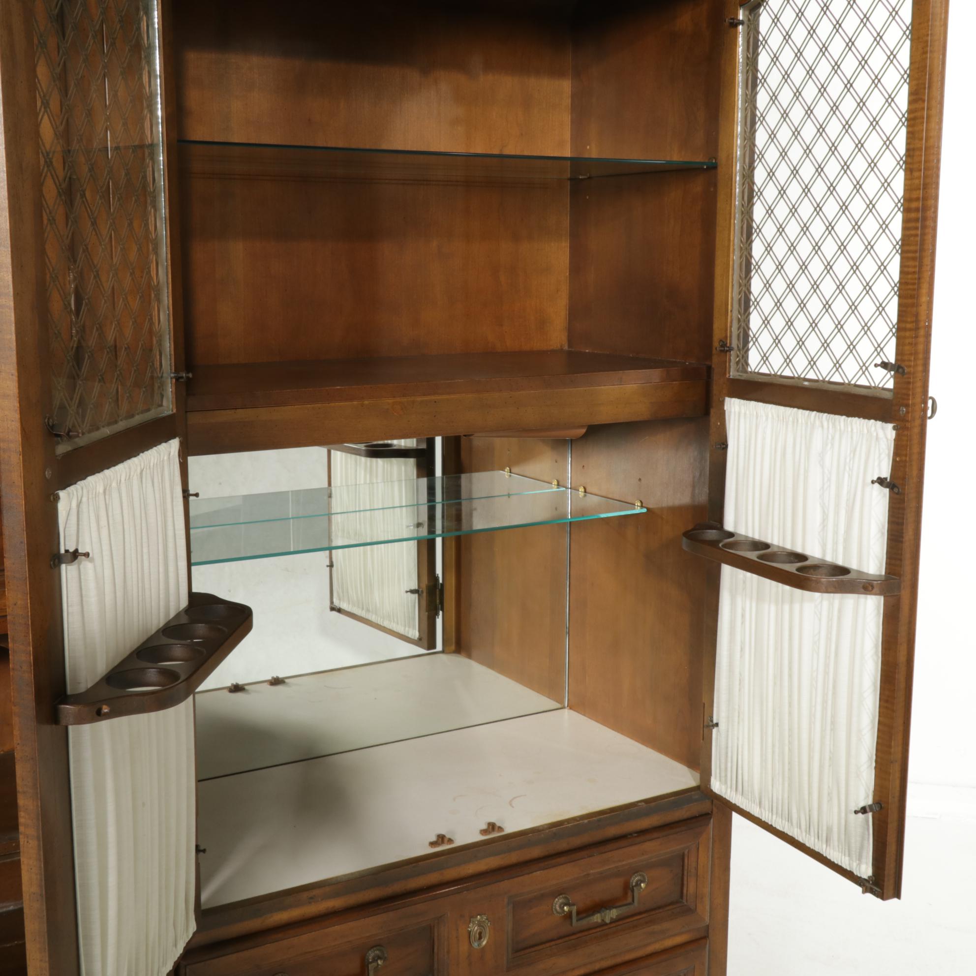 Drexel-Heritage French Provincial Style Walnut-Stained Wall Unit, circa 1970