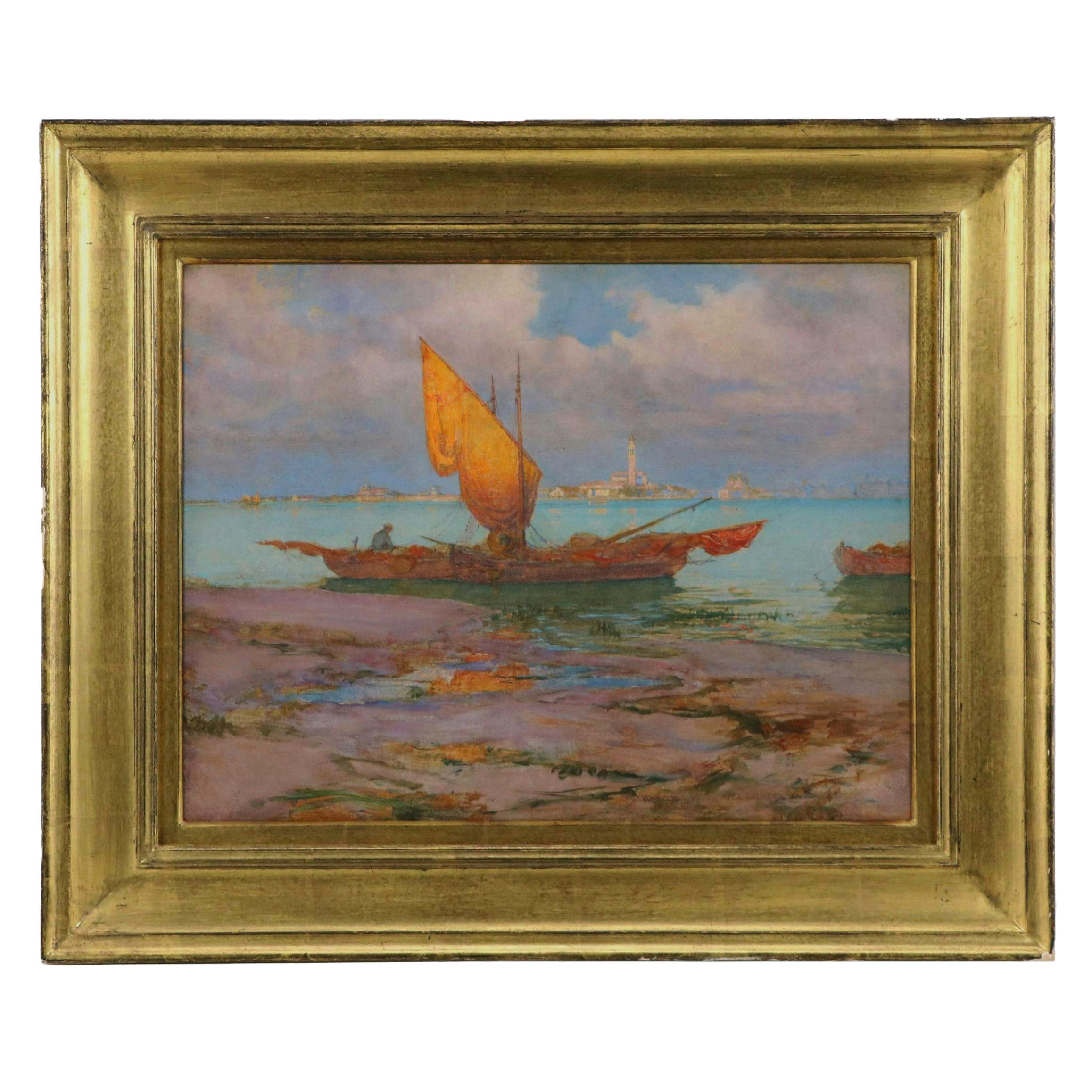 Antique Walter Launt Palmer Painting with View of Venice