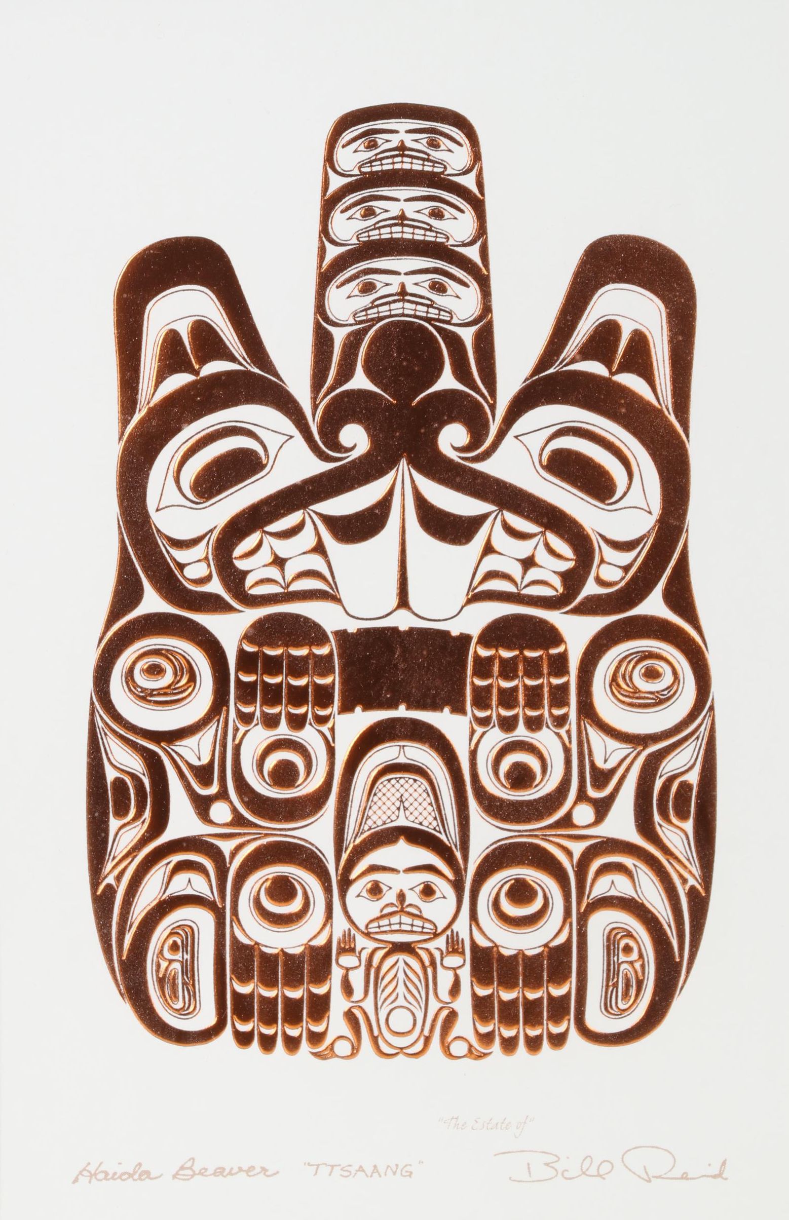 Copper Foil Embossed Relief Print After Bill Reid "Ttsaang," 21st Century