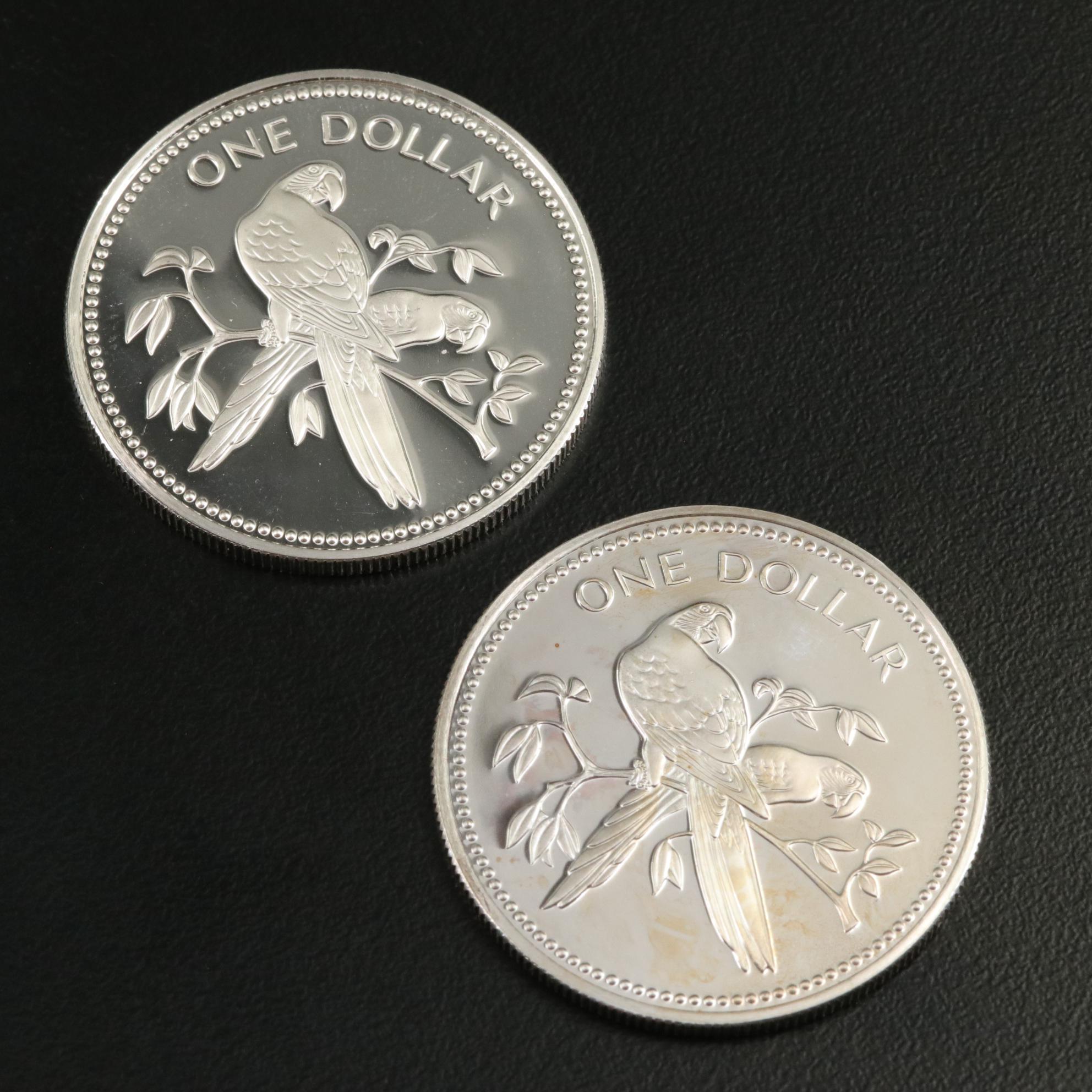 Collection of Four Belize One Dollar Sterling Silver Proofs
