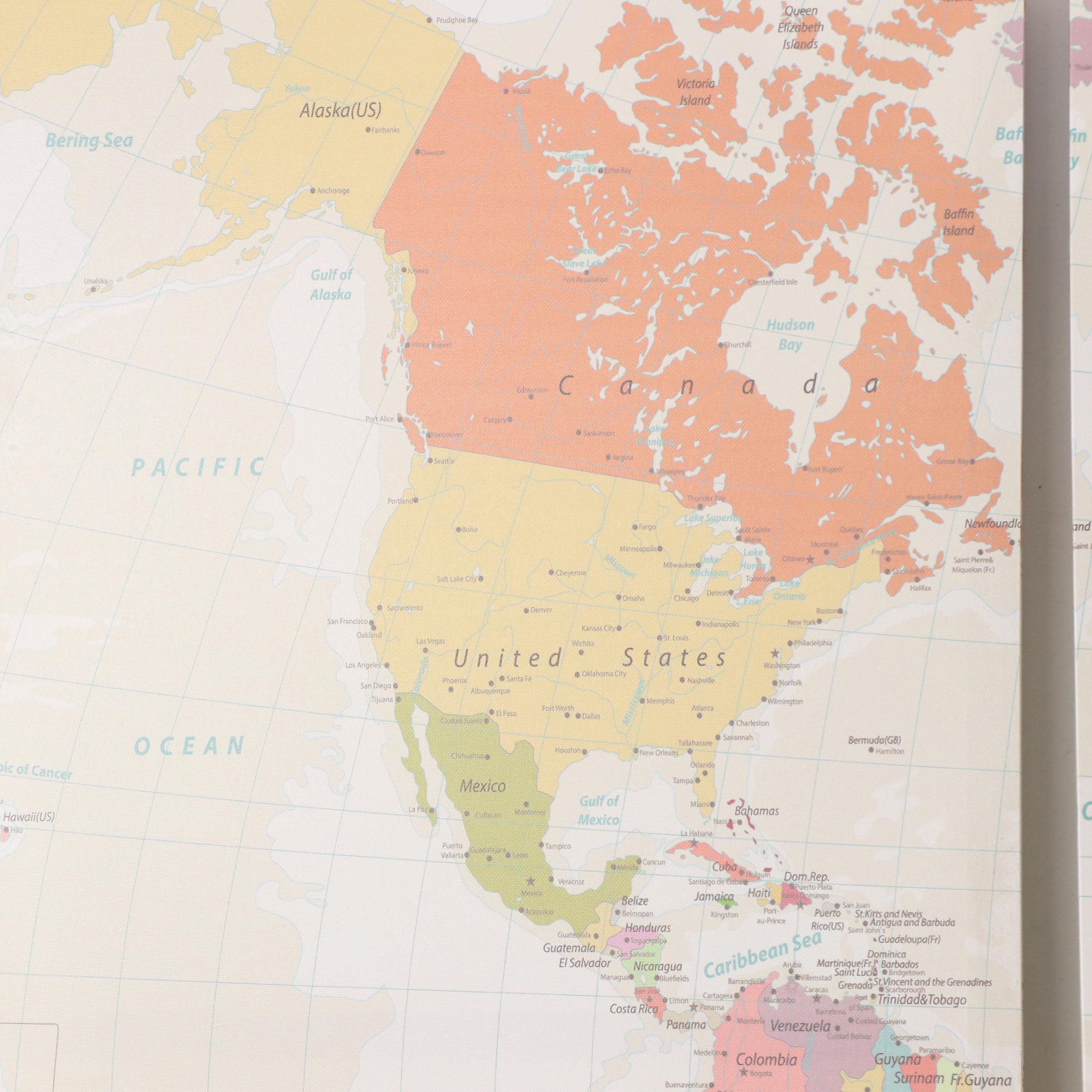 Giclée World Map Triptych, 21st Century