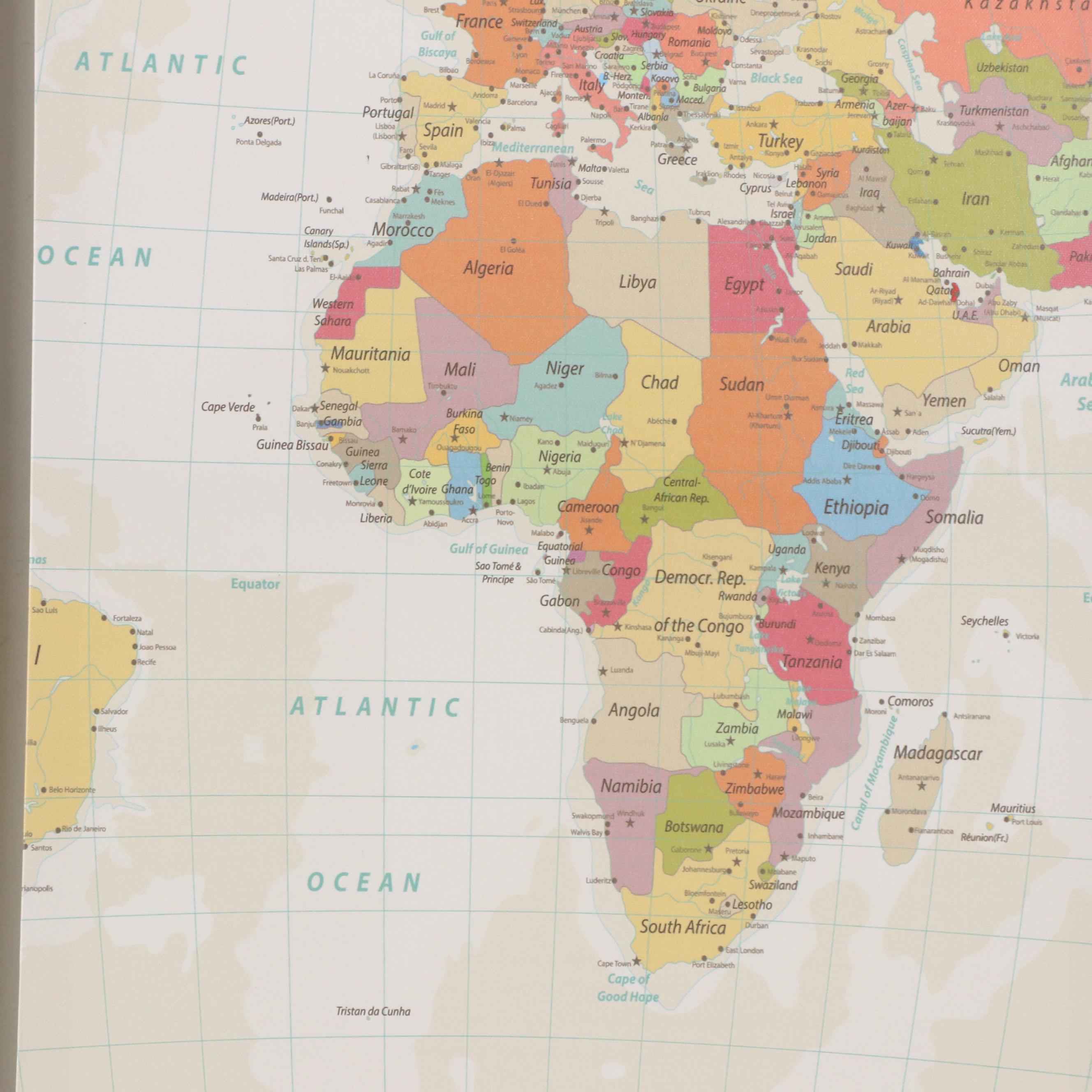 Giclée World Map Triptych, 21st Century